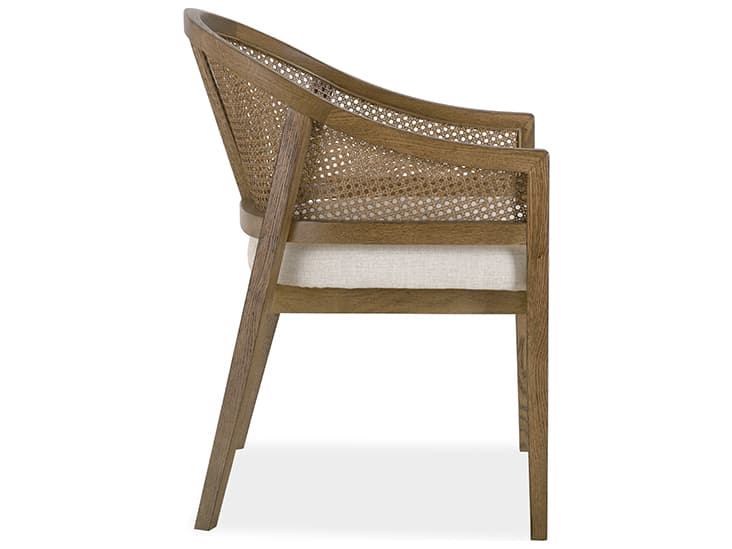 Brownstone Frances Oak Wood Brown Upholstered Arm Dining Chair