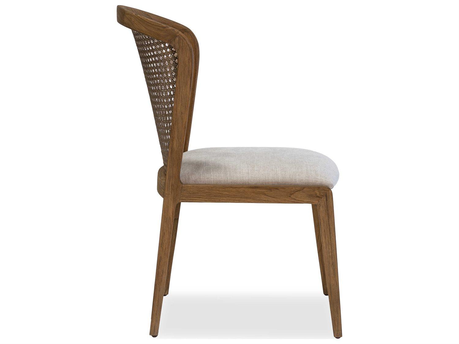 Brownstone Gabby Teak Wood Beige Upholstered Side Dining Chair