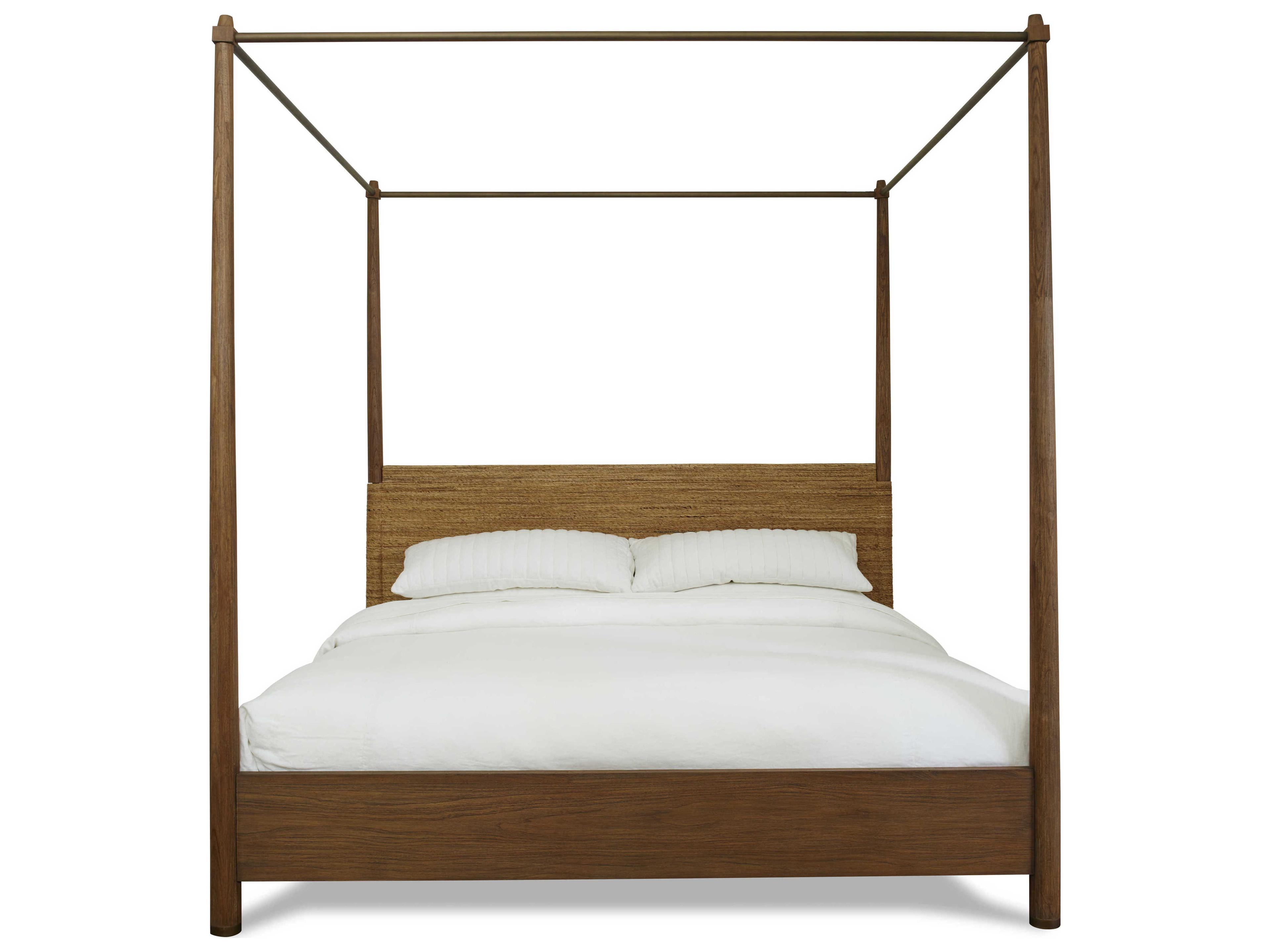 Brownstone Gemma Brown Teak Wood Queen Canopy Bed