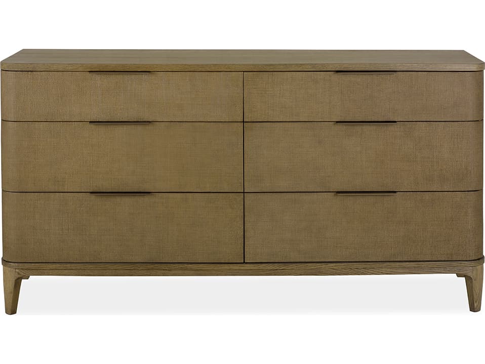 Brownstone Hayes 6-Drawers Brown Oak Wood Double Dresser