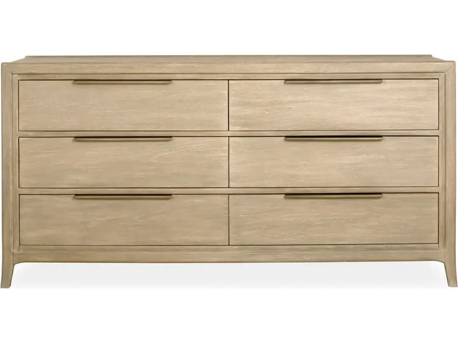 Brownstone Messina 6-Drawers Beige Teak Wood Double Dresser