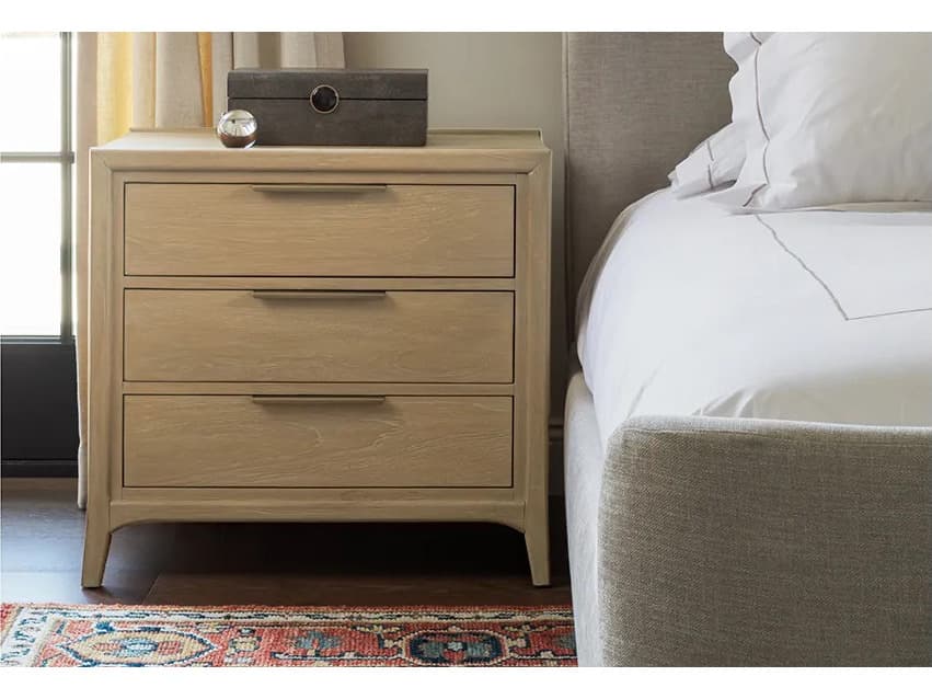Brownstone Messina 3-Drawers Beige Teak Wood Nightstand