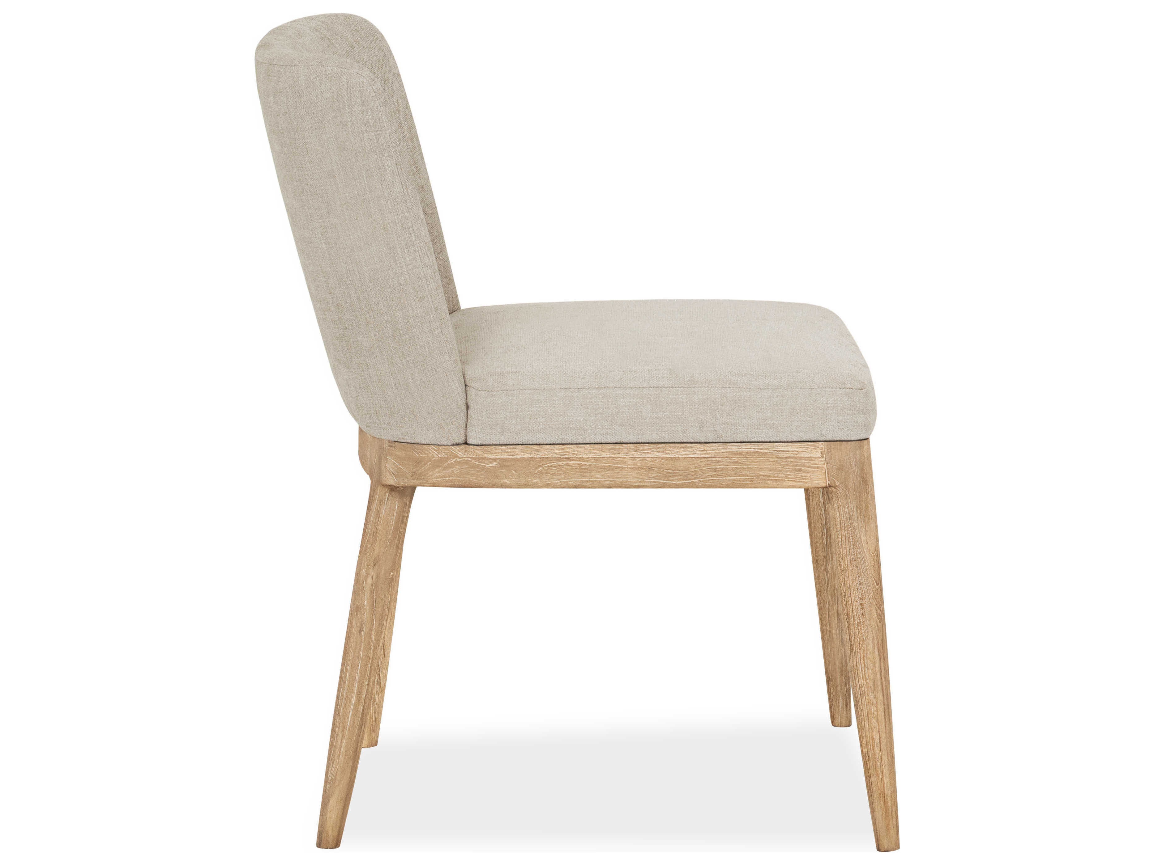 Brownstone Menlo Teak Wood Beige Upholstered Side Dining Chair