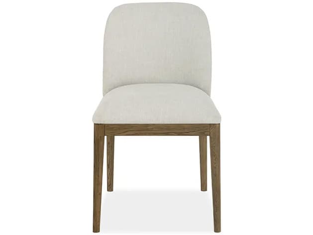 Brownstone Nathan Oak Wood Beige Upholstered Armless Dining Chair
