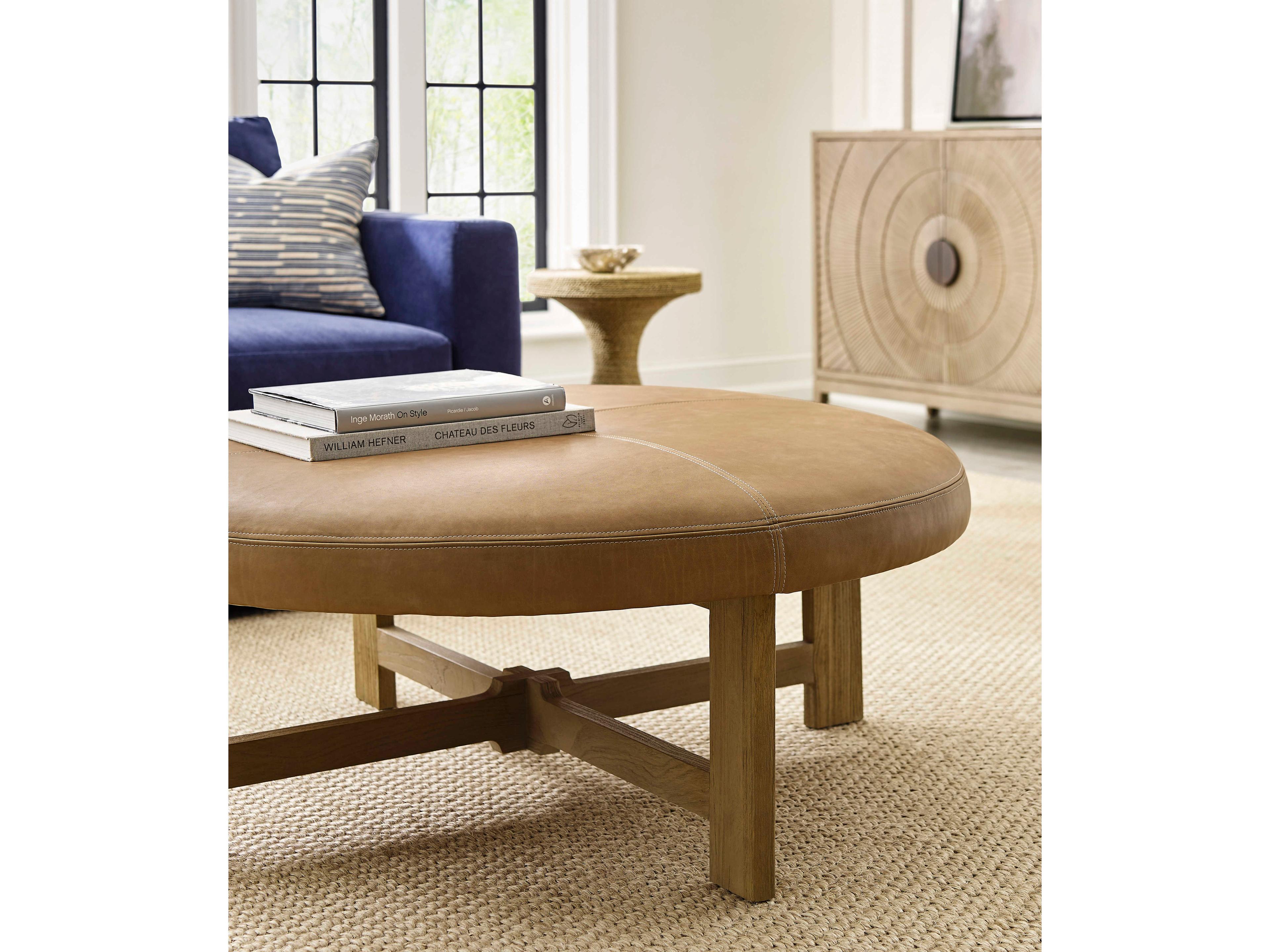 Brownstone Nelson Caramel Beach Leather Ottoman