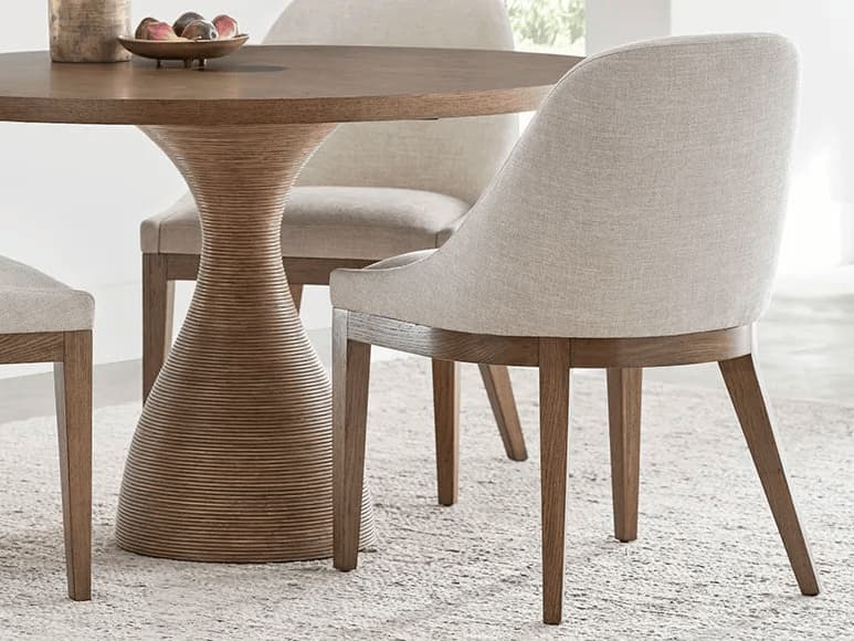 Brownstone Peyton Oak Wood Beige Upholstered Armless Dining Chair