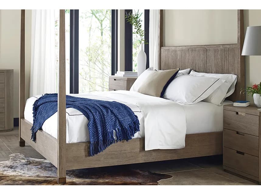 Brownstone Palmer Driftwood Gray Teak Wood Queen Canopy Bed