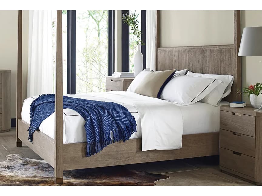 Brownstone Palmer Driftwood Gray Teak Wood King Canopy Bed