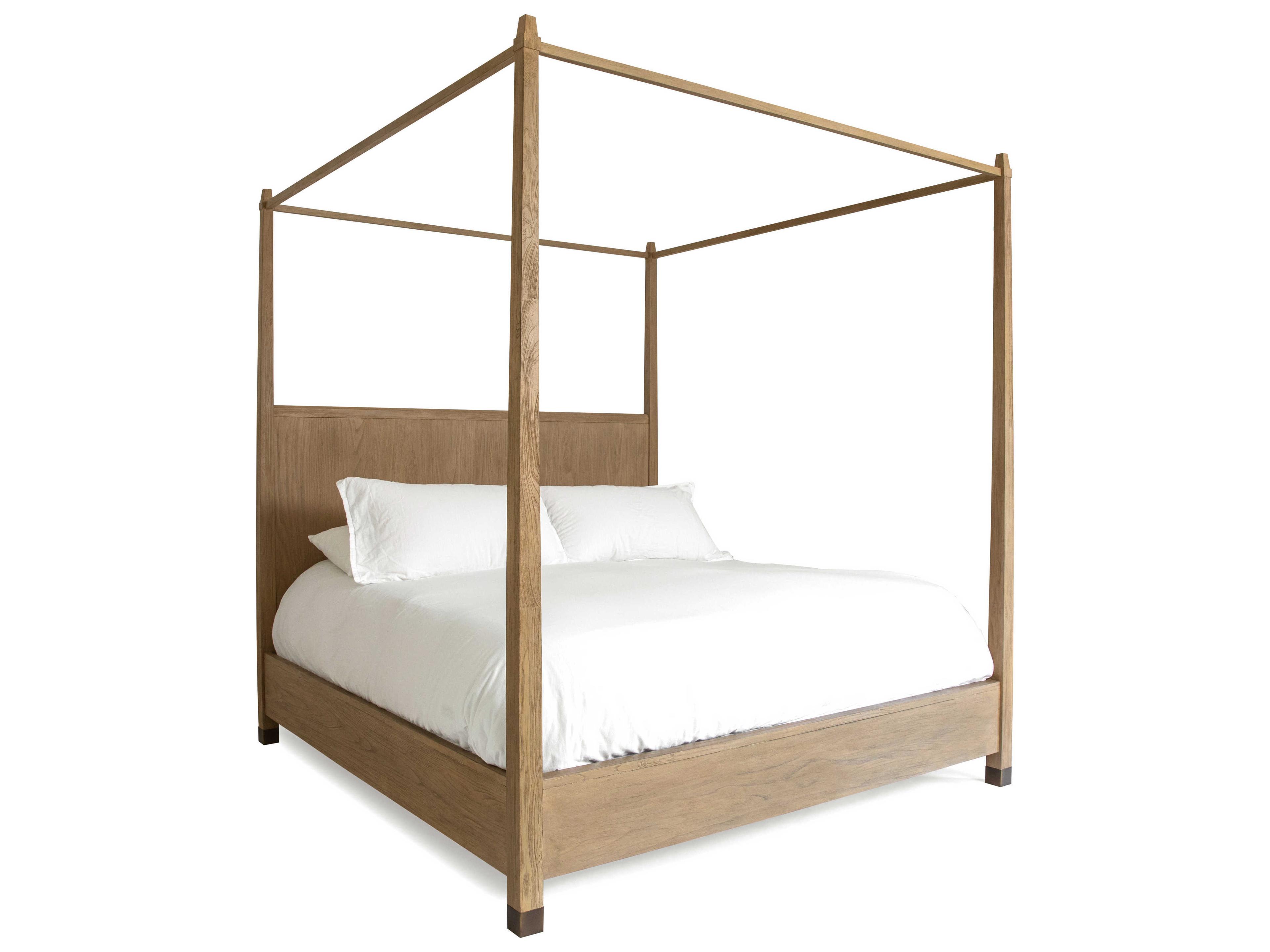 Brownstone Palmer Beach Brown Teak Wood California King Canopy Bed
