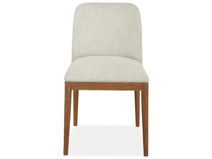 Brownstone Quinn Teak Wood Beige Upholstered Armless Dining Chair