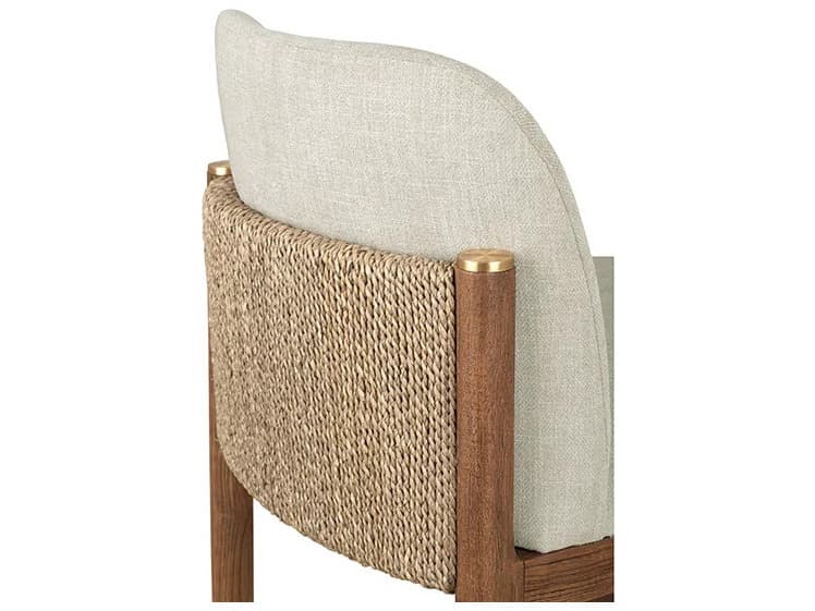 Brownstone Quinn Teak Wood Beige Upholstered Armless Dining Chair