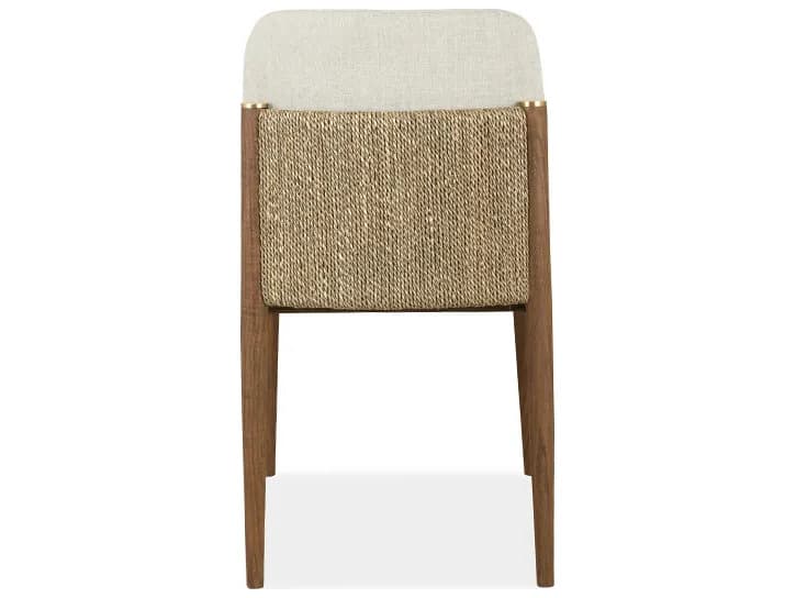 Brownstone Quinn Teak Wood Beige Upholstered Armless Dining Chair
