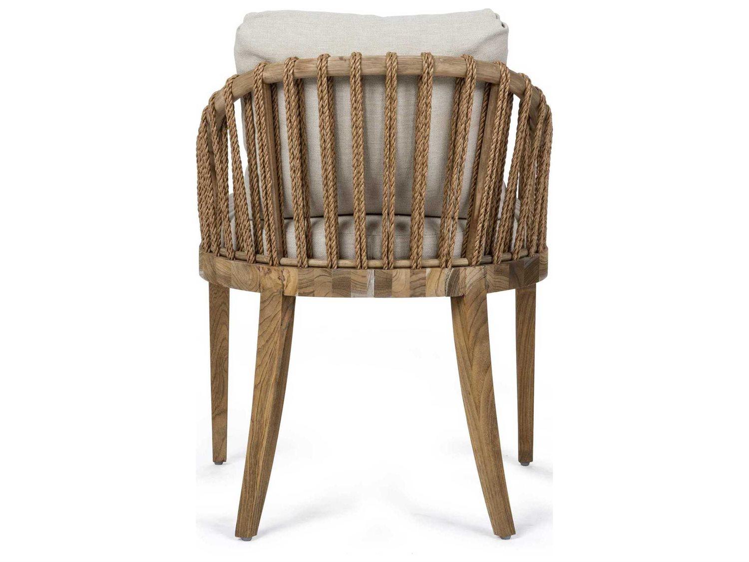 Brownstone Tulum Rattan Beige Upholstered Arm Dining Chair