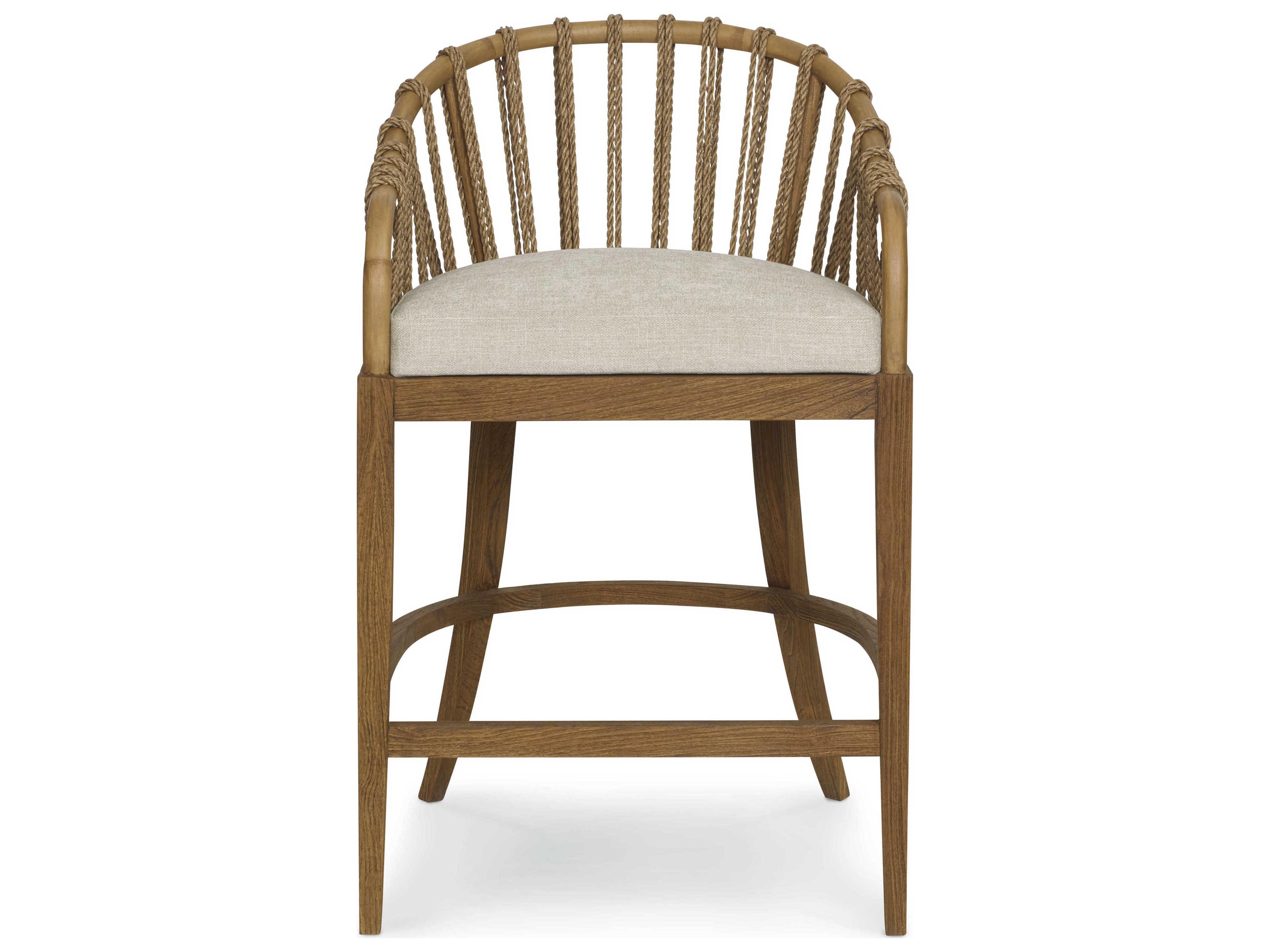 Brownstone Tulum Upholstered Rattan Beach Crypton Praline Counter Stool