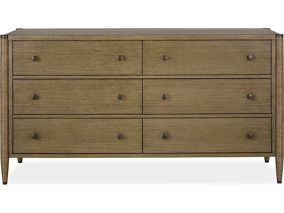 Brownstone Vincent 6-Drawers Brown Oak Wood Double Dresser