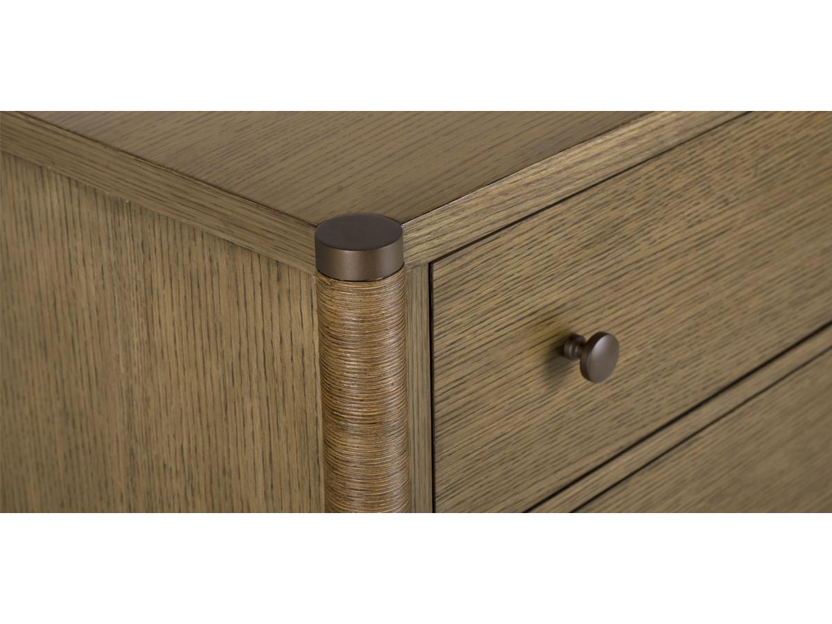 Brownstone Vincent 6-Drawers Brown Oak Wood Double Dresser