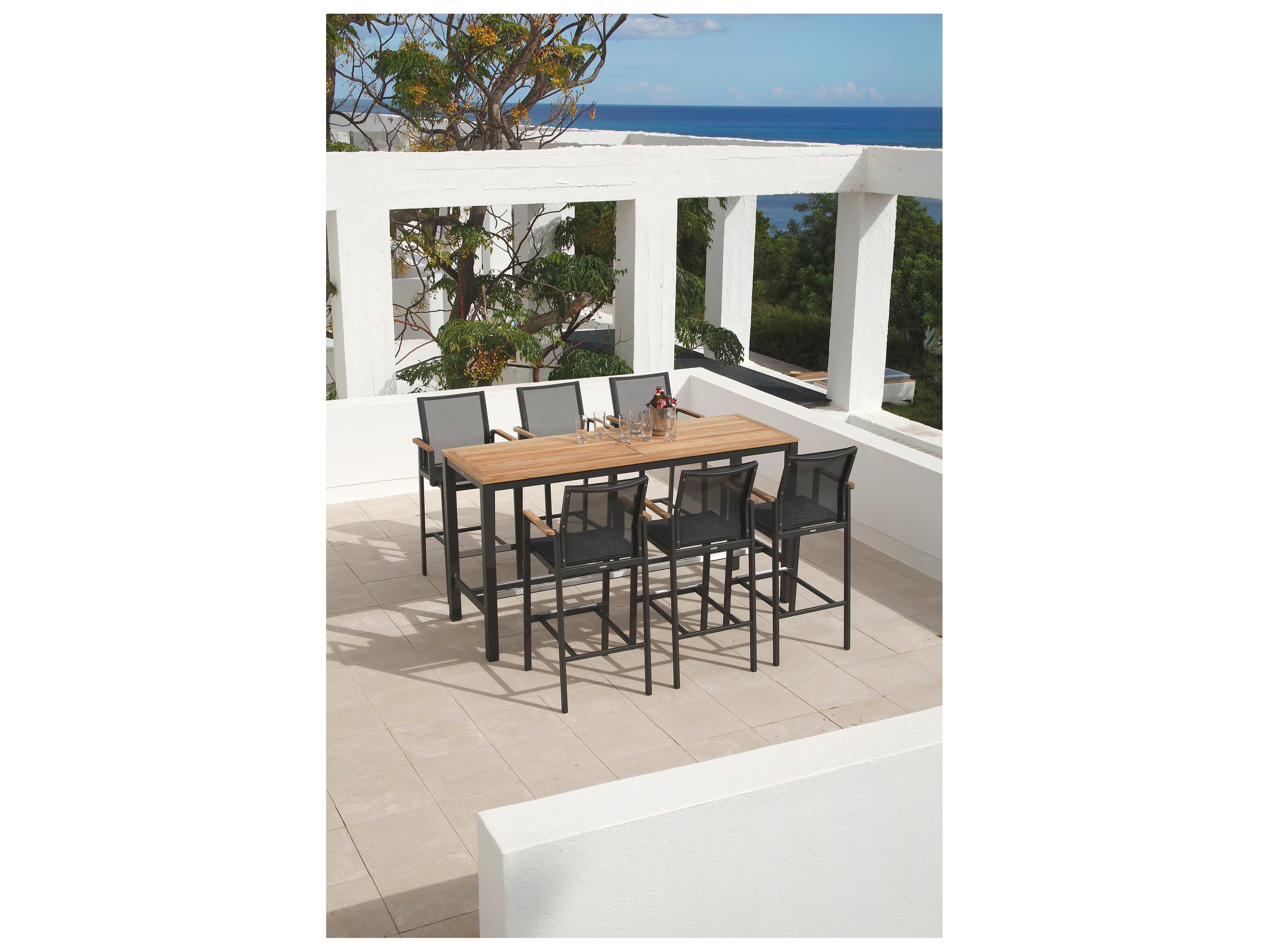 Barlow Tyrie Aura Bar Stool - Graphite Aluminum - Charcoal Textilene Sling