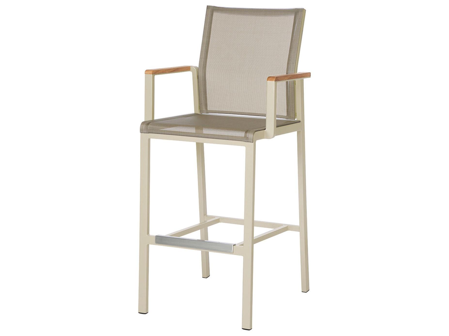 Barlow Tyrie Aura Bar Stool - Champagne Aluminum - Titanium Textilene Sling