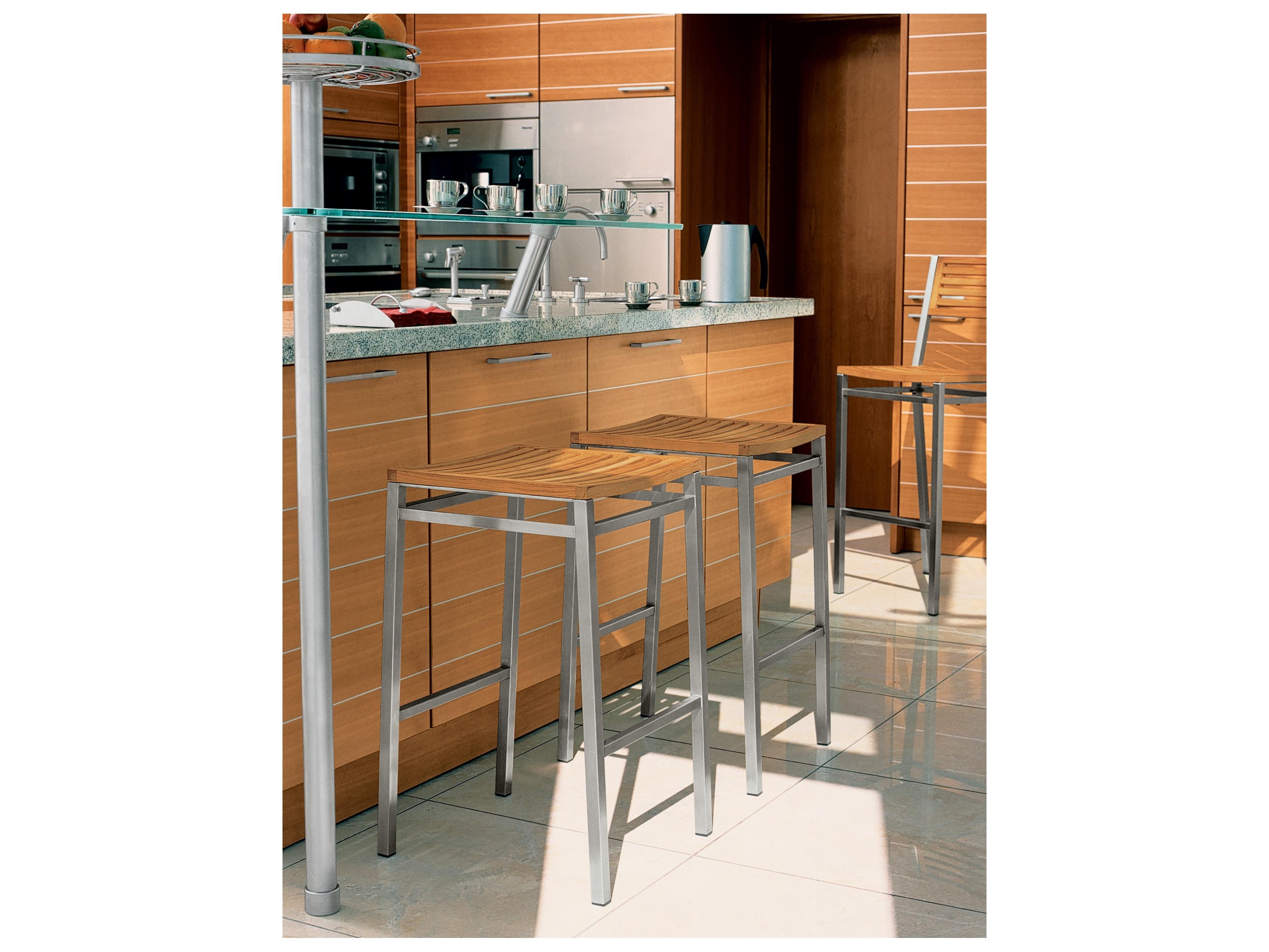 Barlow Tyrie Equinox Bar Stool - Natural Teak - Stainless Steel Frame