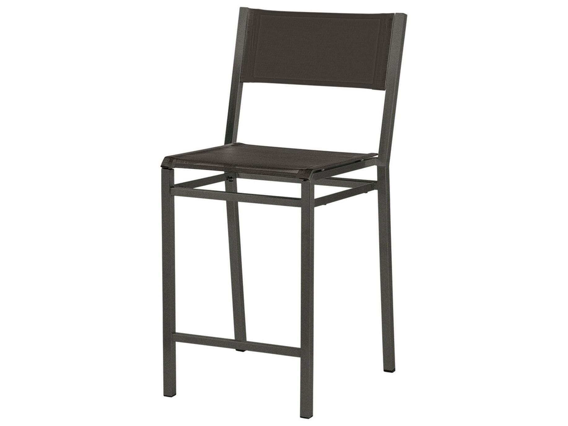 Barlow Tyrie Equinox Counter Stool - Graphite Powder-Coated Stainless Steel - Seagull Sunbrella Sling