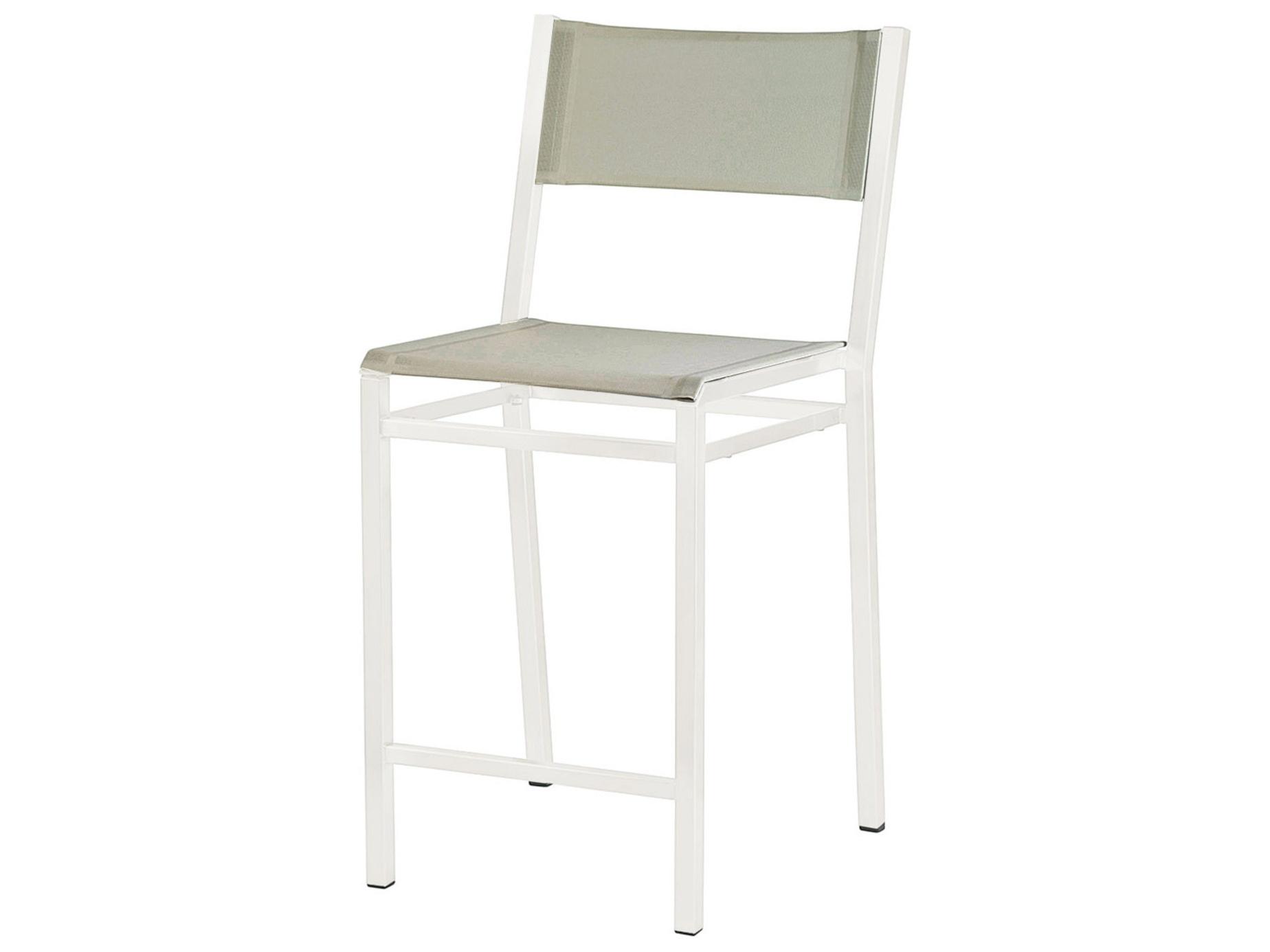 Barlow Tyrie Equinox Counter Stool - Arctic White Powder-Coated Stainless Steel - Seagull Sunbrella Sling