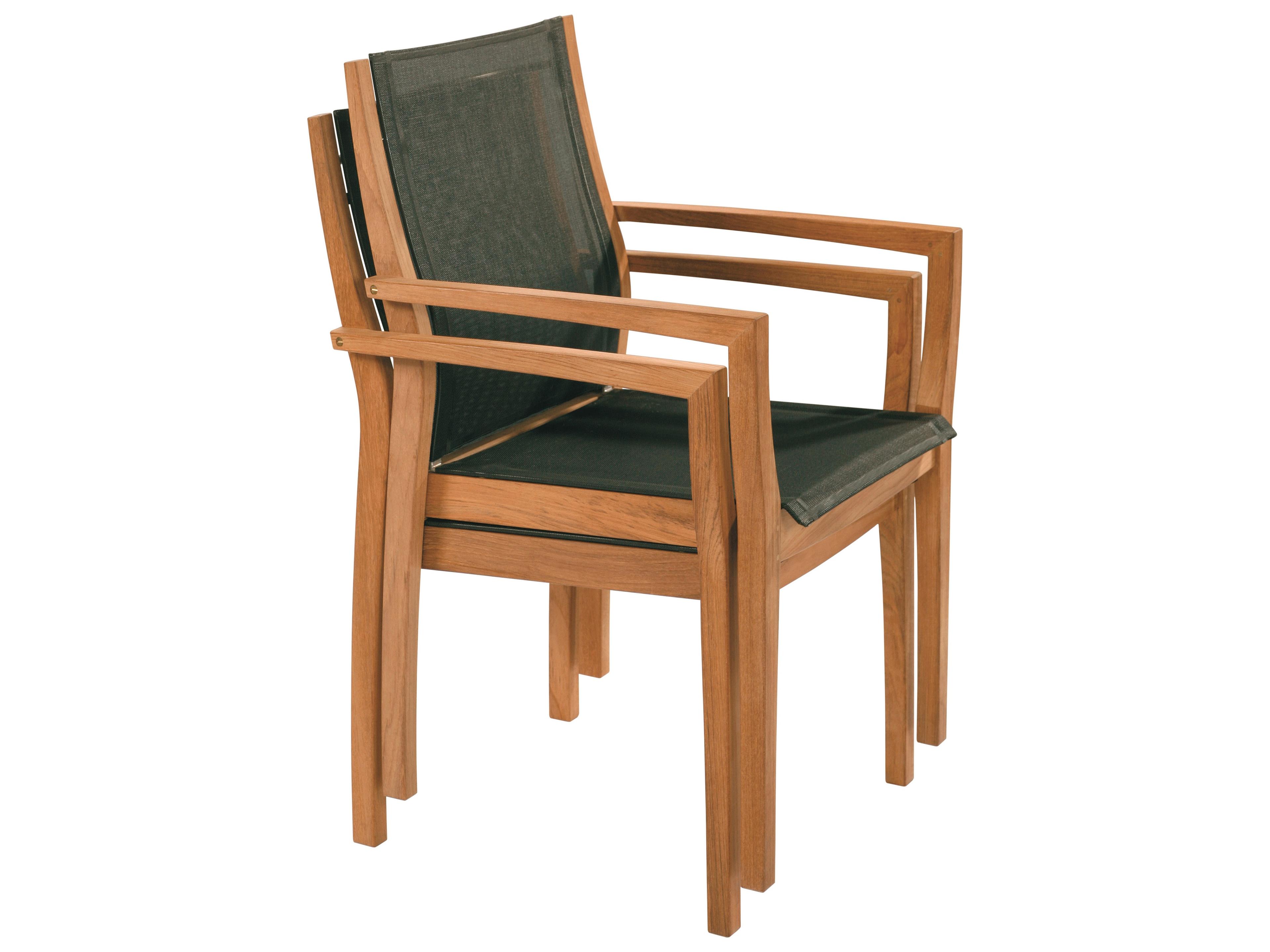Barlow Tyrie Horizon Dining Arm Chair - Natural Teak Frame - Charcoal Textilene Sling