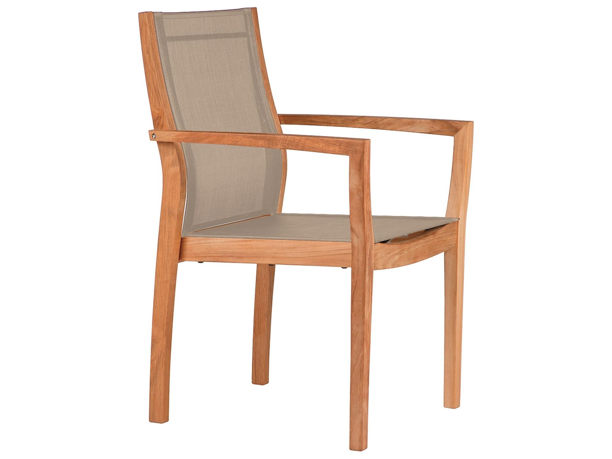 Barlow Tyrie Horizon Dining Arm Chair - Natural Teak Frame - Titanium Textilene Sling