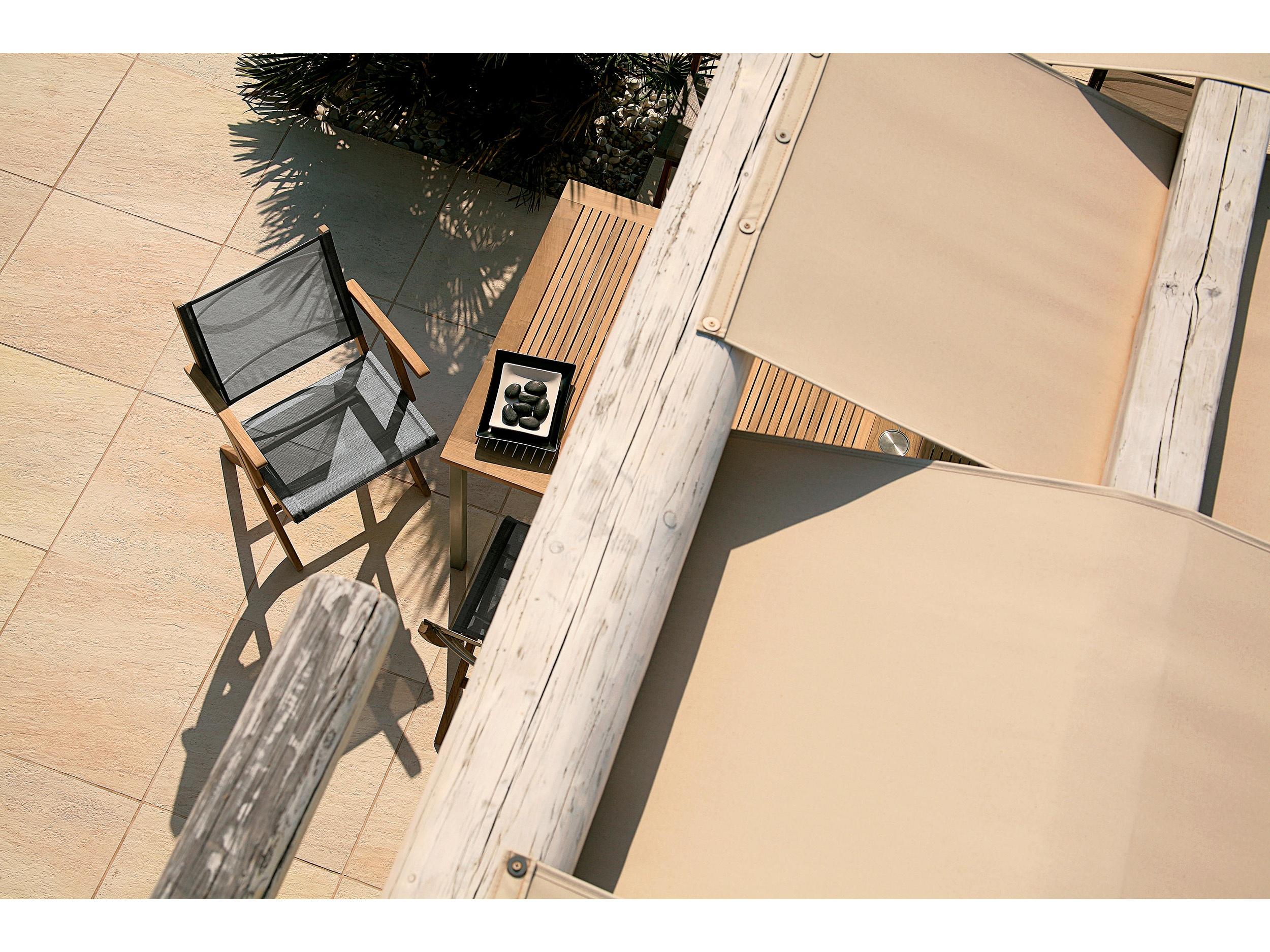 Barlow Tyrie Horizon Folding Dining Arm Chair - Natural Teak Frame - Platinum Textilene Sling