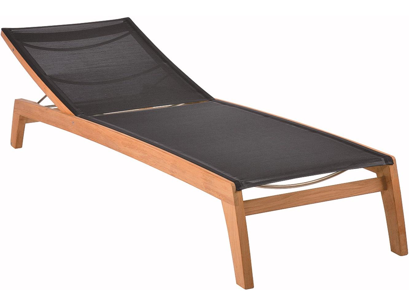 Barlow Tyrie Horizon Lounger - Natural Teak Frame - Charcoal Textilene Sling