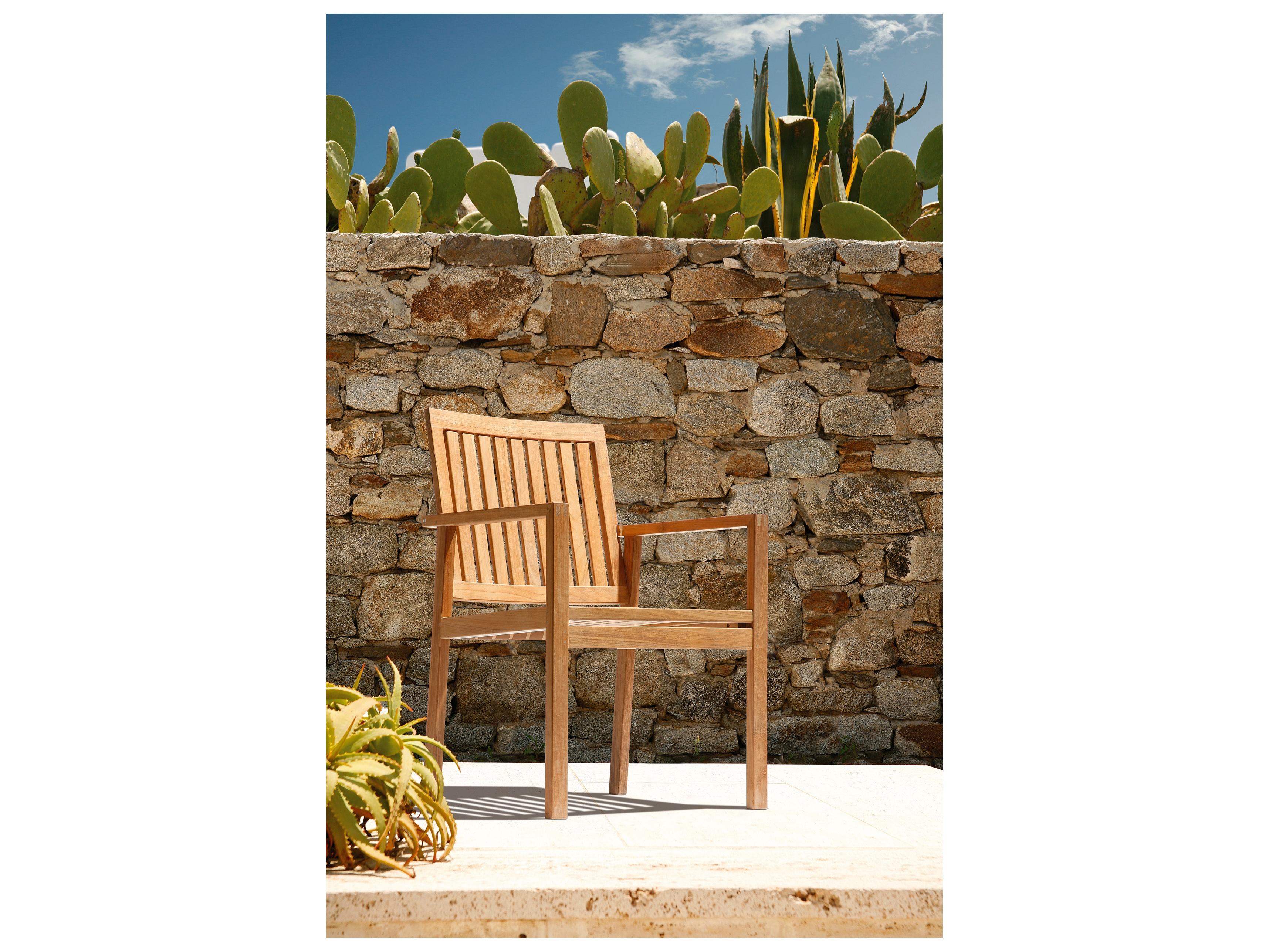 Barlow Tyrie Linear Dining Arm Chair - Natural Teak