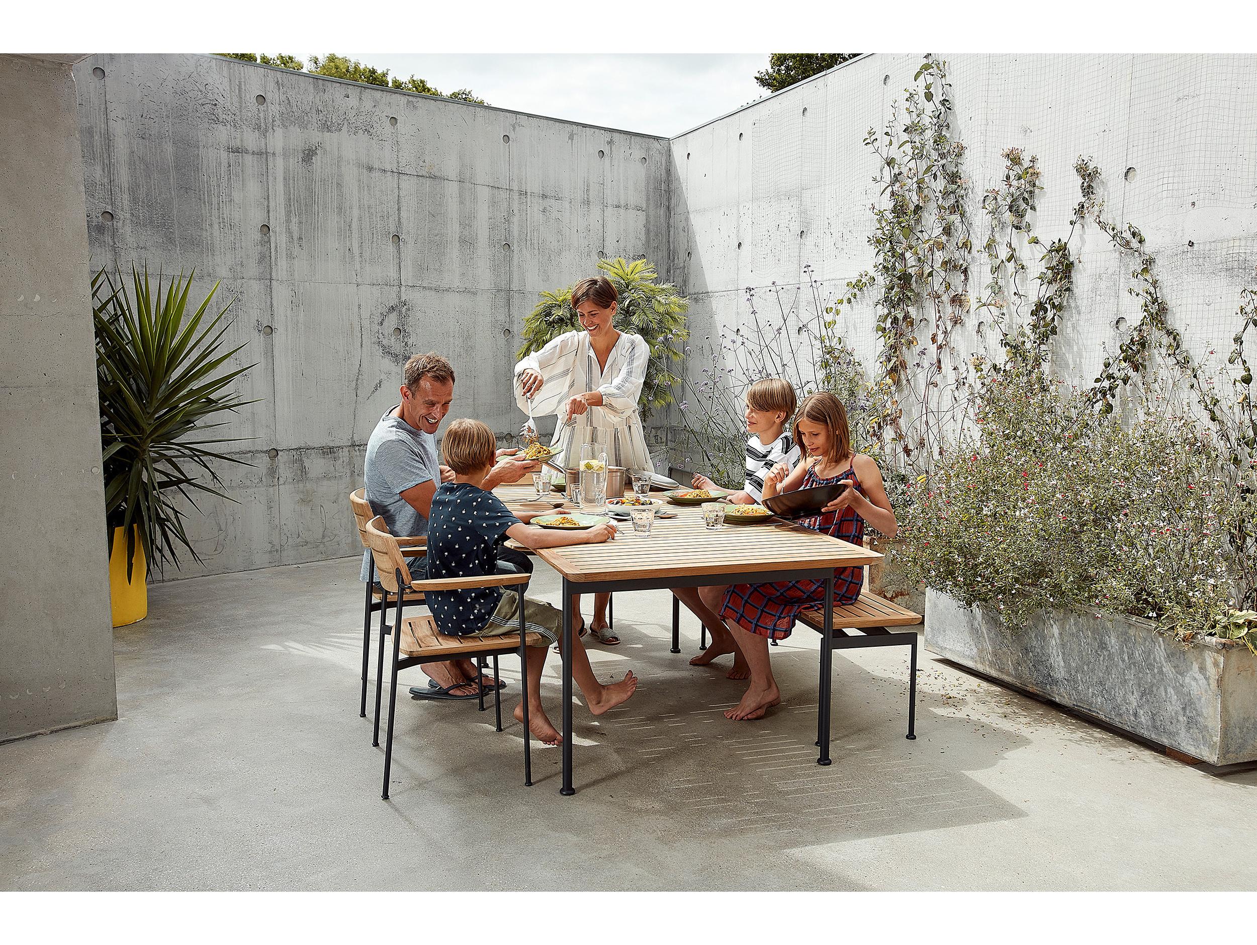 Barlow Tyrie Layout Steel Teak Bench