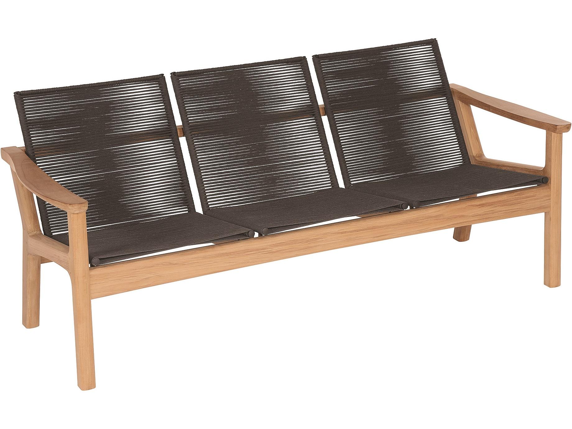 Barlow Tyrie Monterey Deep Seating Three-Seater Sofa - Natural Teak Frame - Brown Braided Cord