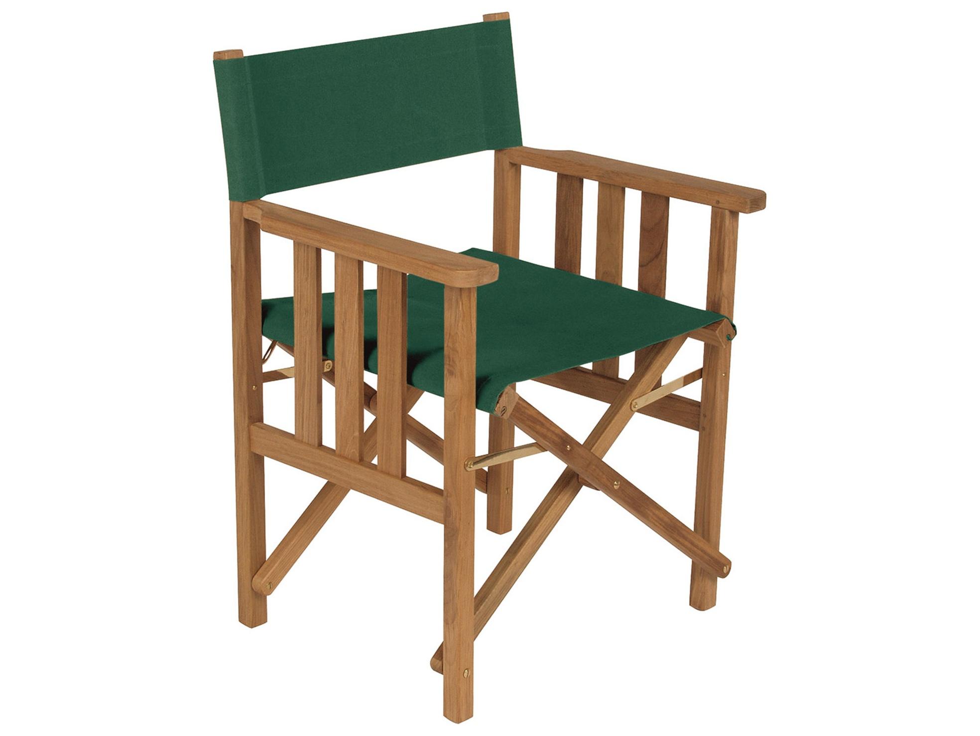 Barlow Tyrie Safari Armchair - Forest Green Sunbrella Sling - Natural Teak Frame