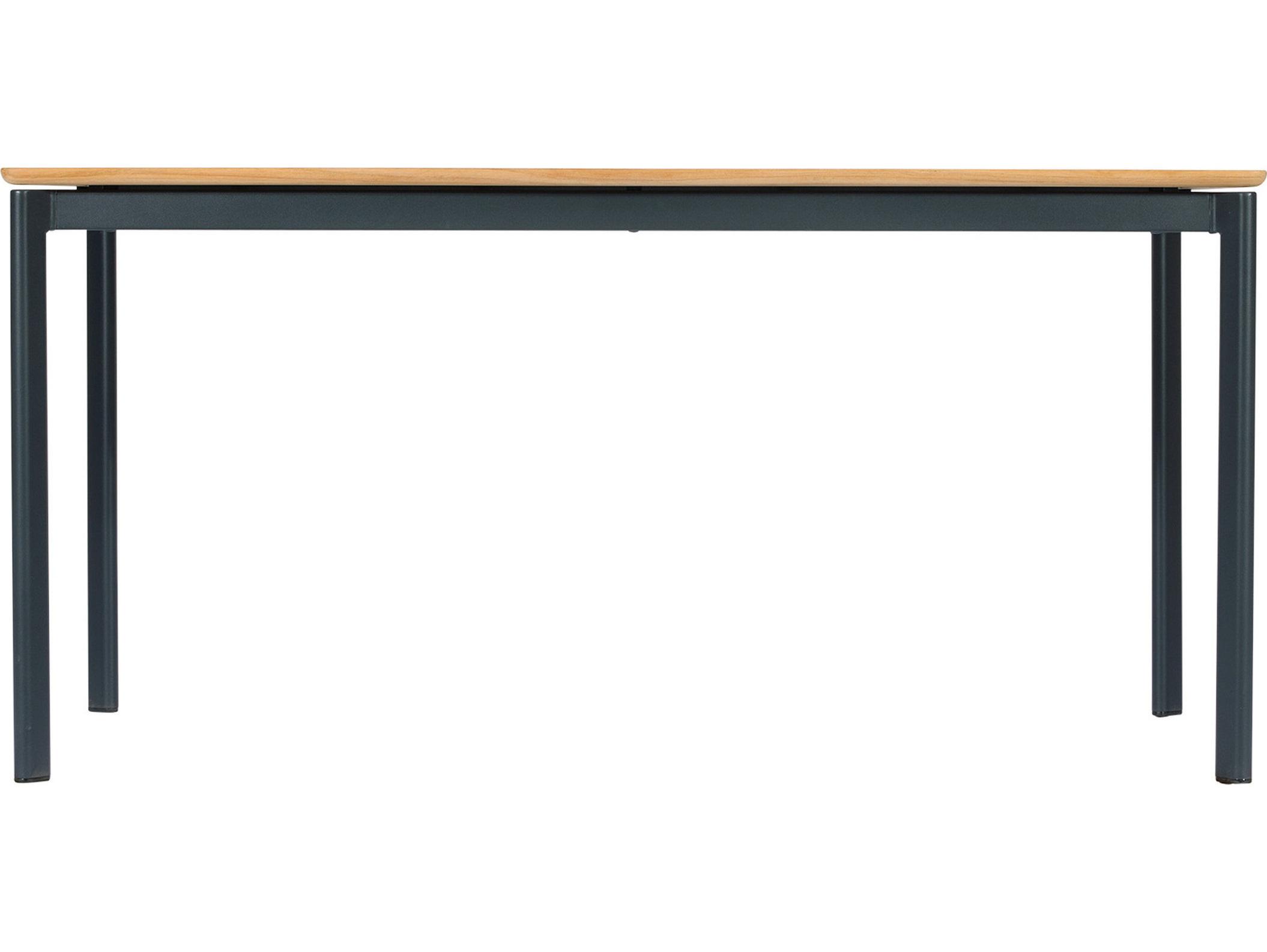 Barlow Tyrie Around Dining Table Forge Grey Powder-Coated Aluminum Natural Teak 61" Wide