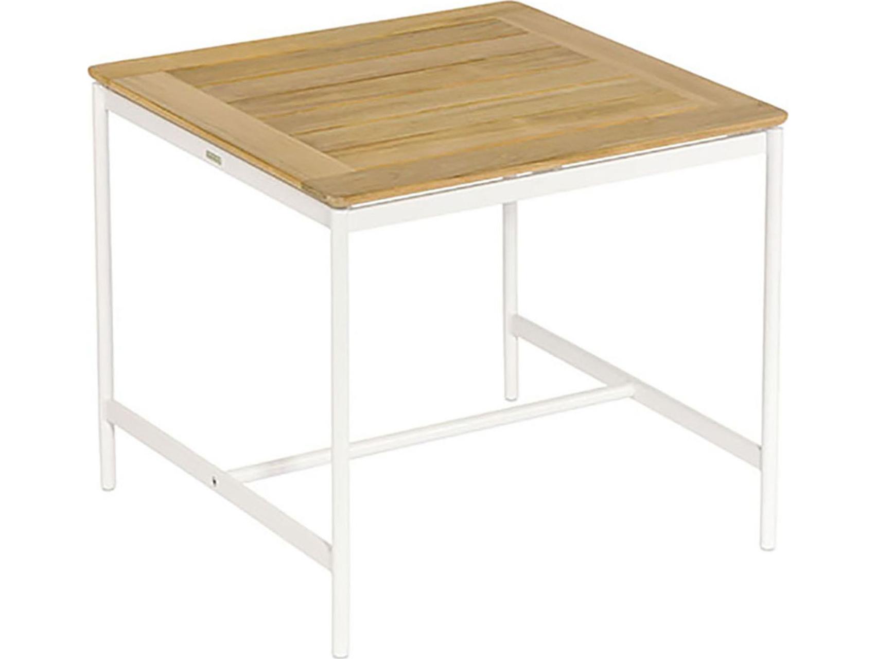 Barlow Tyrie Around Side Table Arctic White Powder-Coated Aluminum Natural Teak