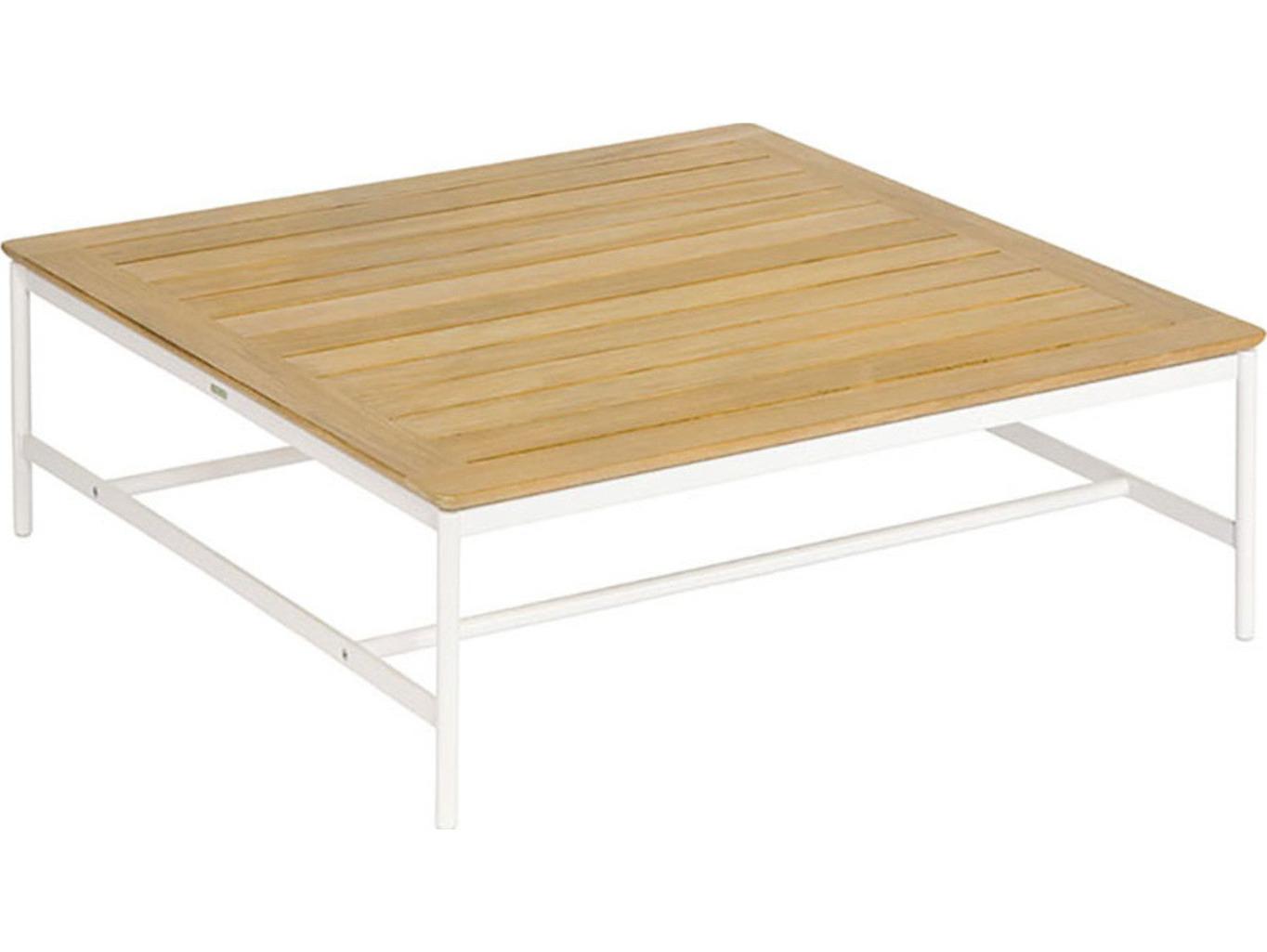 Barlow Tyrie Around Coffee Table Arctic White Powder-Coated Aluminum Natural Teak 40"W x 40"D x 14"H