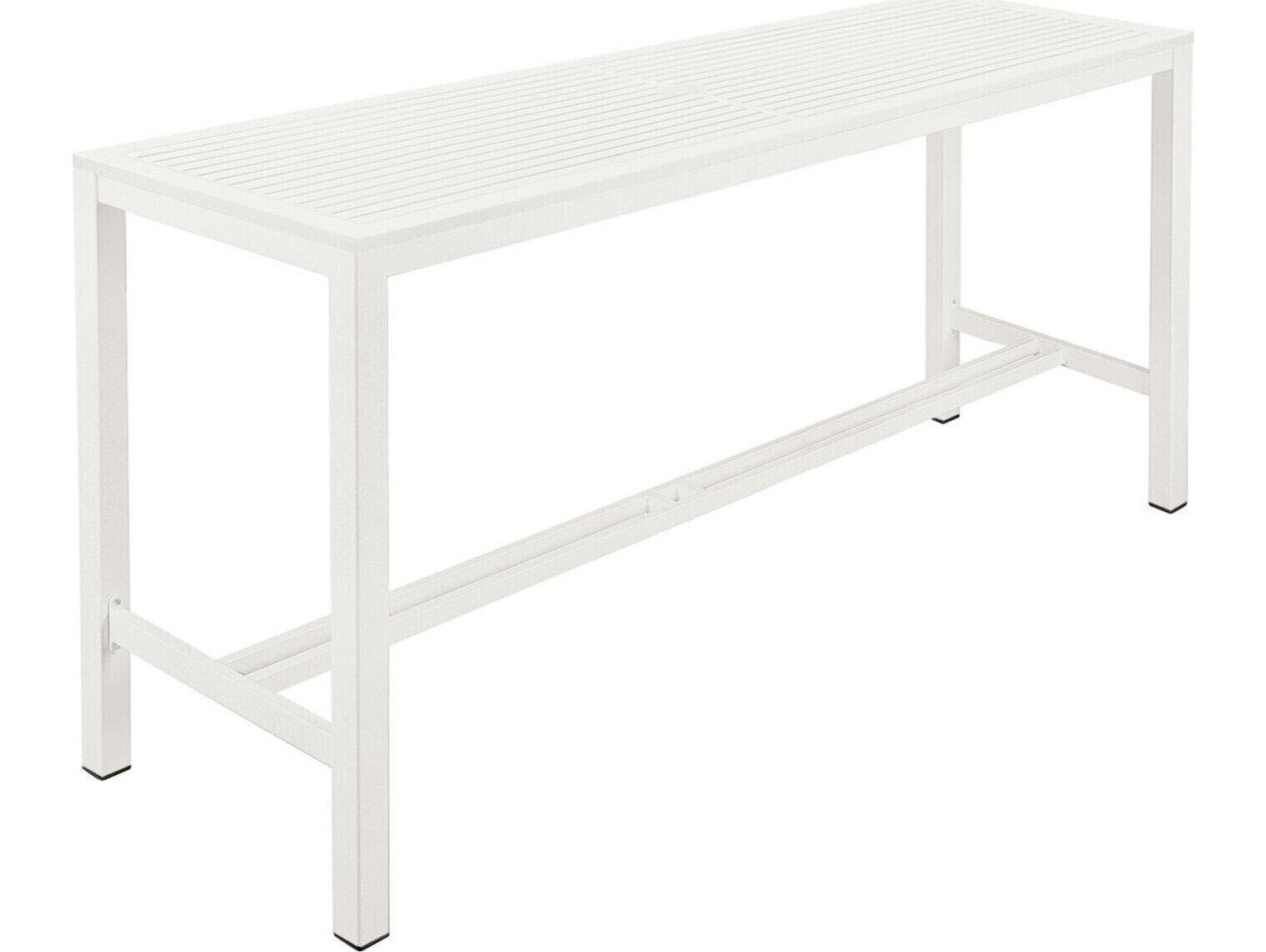 Barlow Tyrie Aura Bar Table Arctic White Powder-Coated Aluminum 79"W x 28"D x 41"H