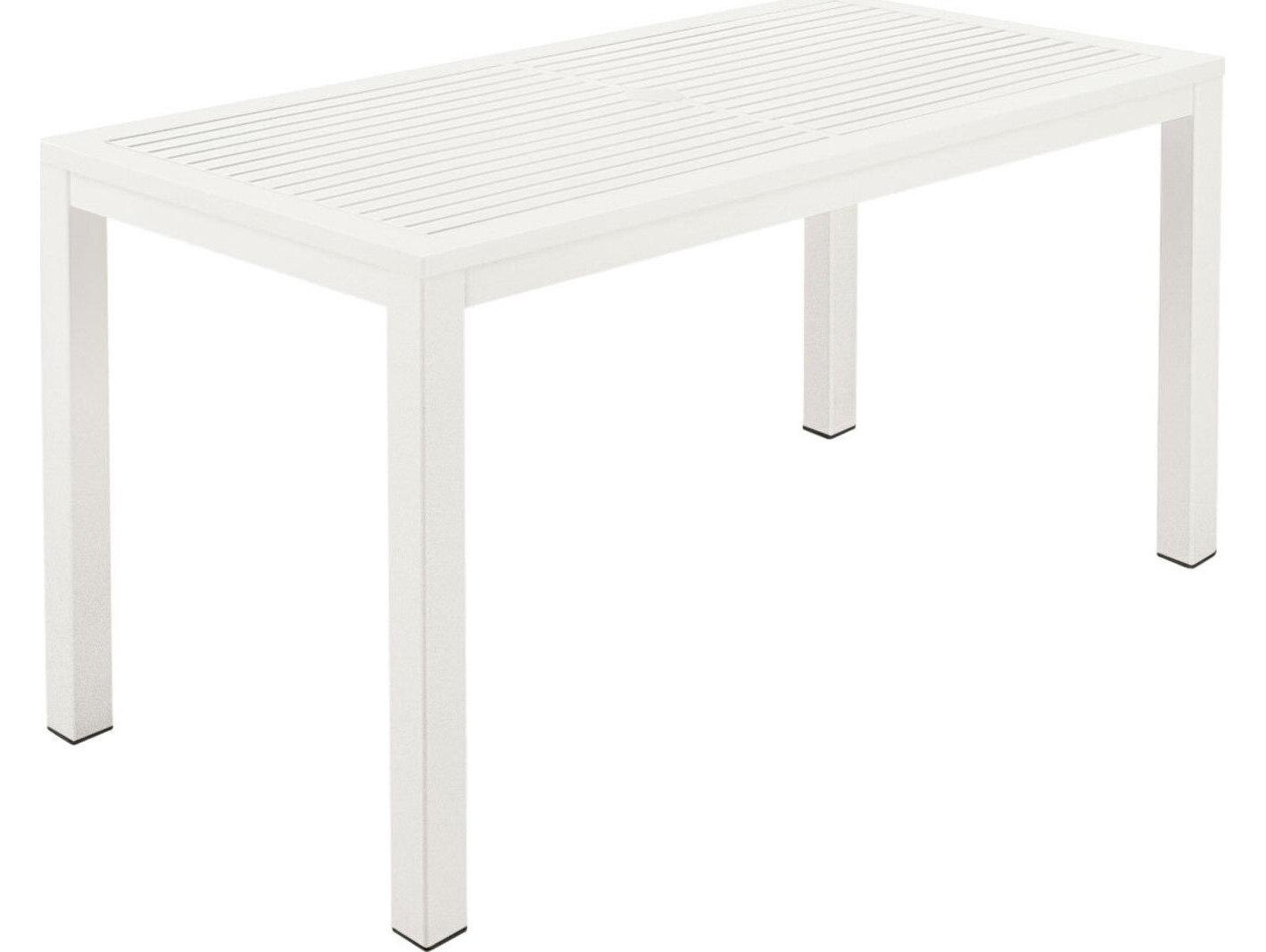 Barlow Tyrie Aura Narrow Dining Table Arctic White Powder-Coated Aluminum 55"W x 28"D x 29"H