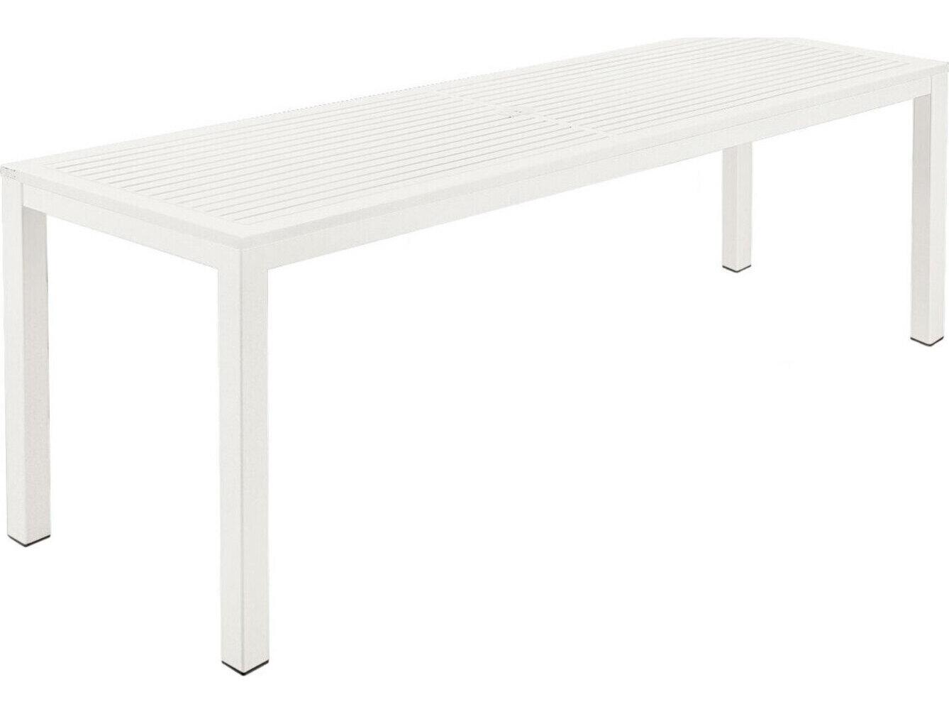 Barlow Tyrie Aura Narrow Dining Table Arctic White Powder-Coated Aluminum 79"W x 28"D x 29"H