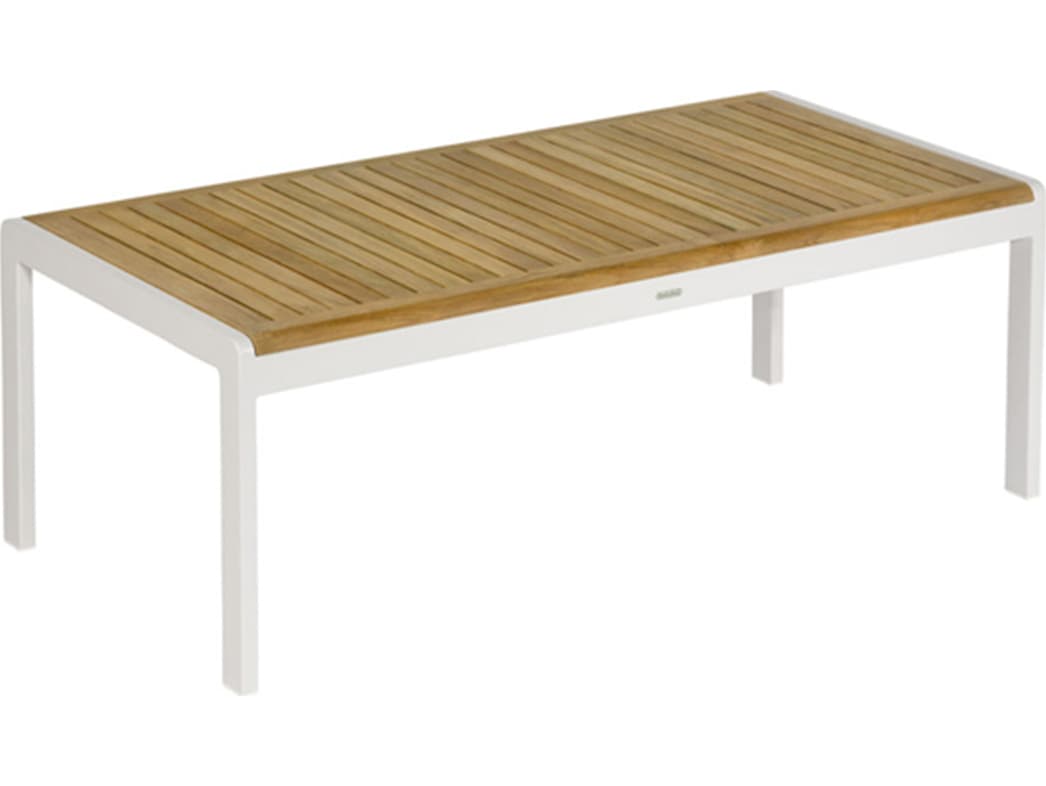 Barlow Tyrie Aura Coffee Table Arctic White Powder-Coated Aluminum Natural Teak
