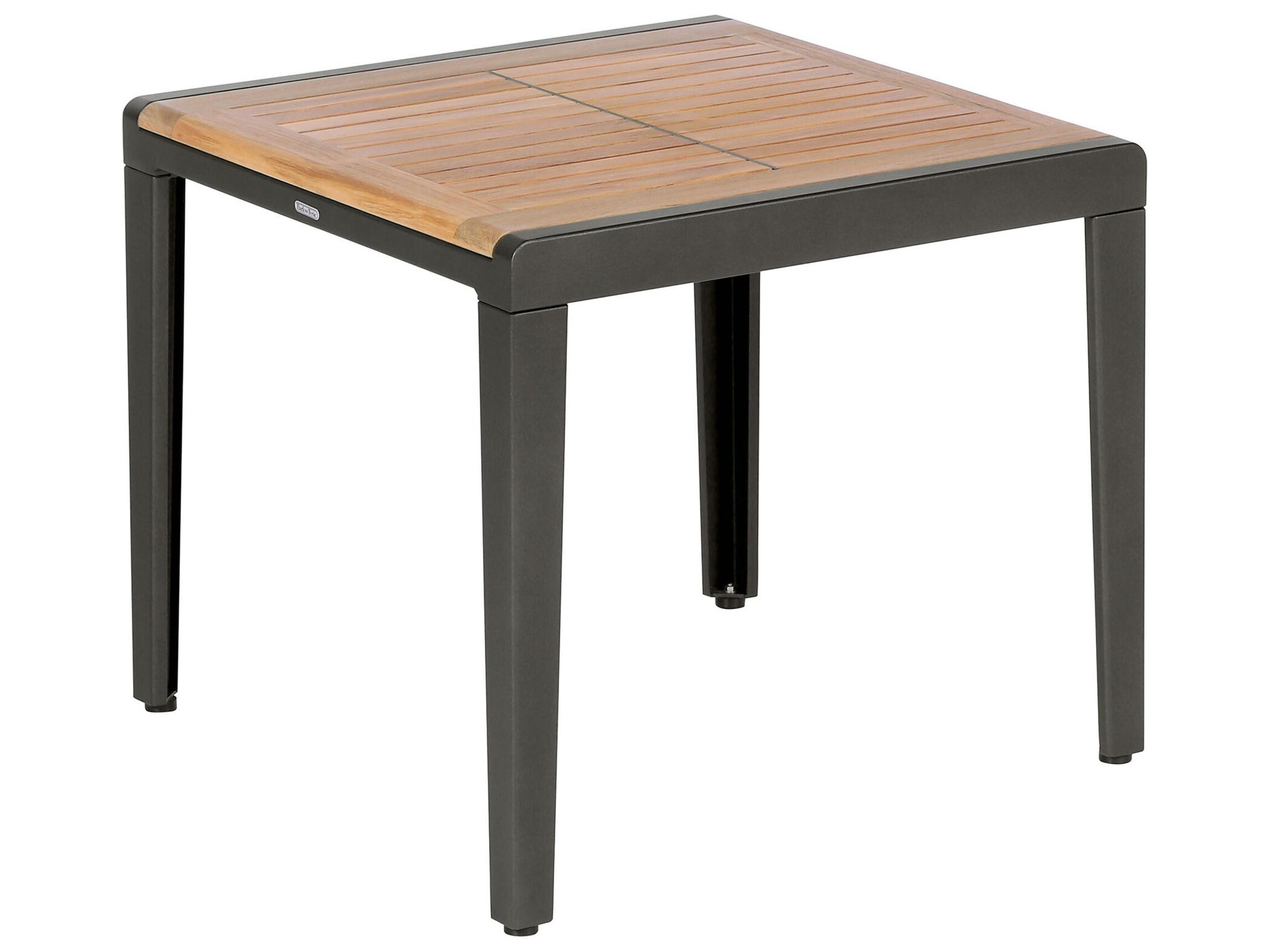 Barlow Tyrie Aura High Side Table - Graphite Powder-Coated Aluminum - Natural Teak