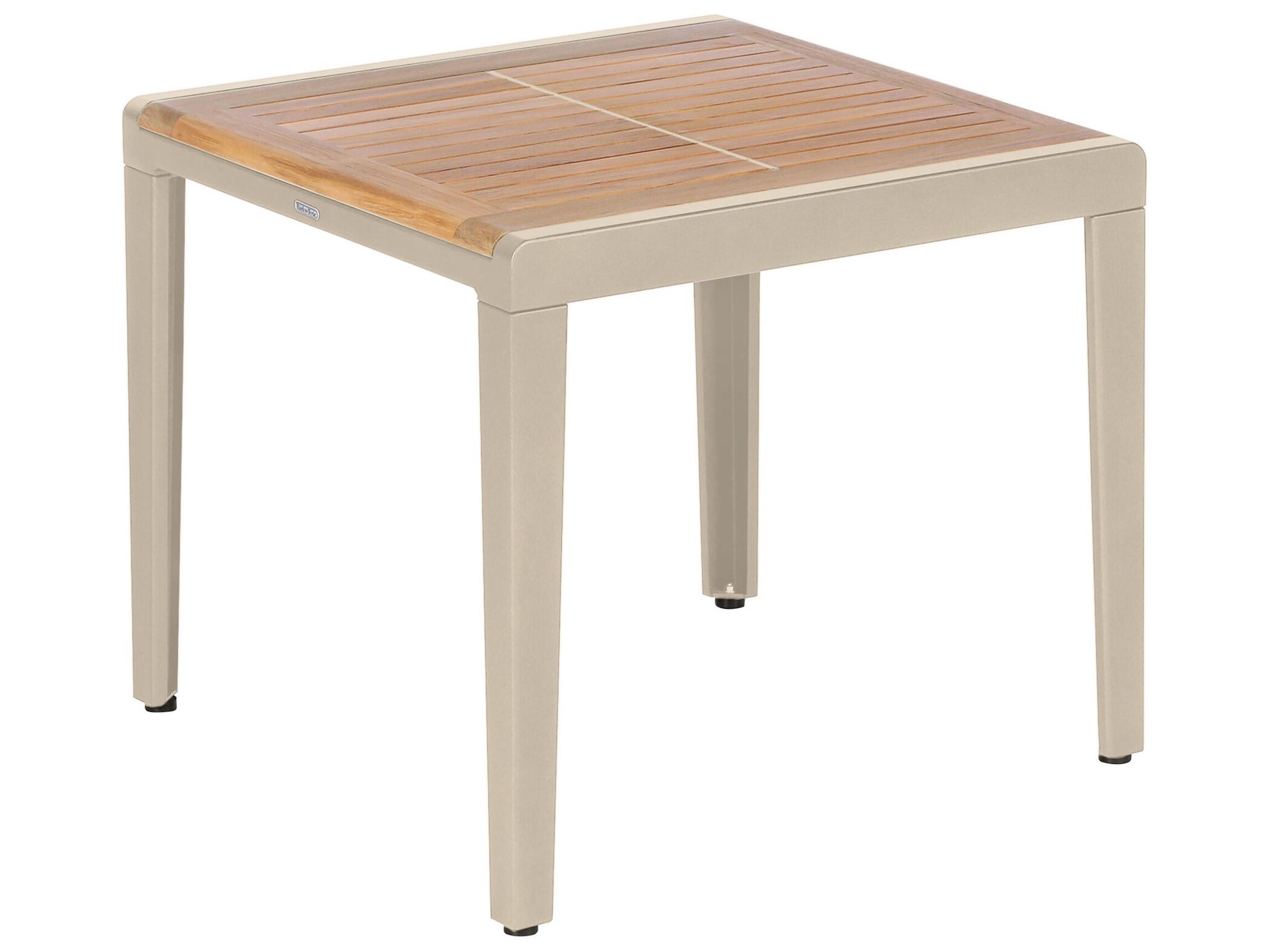 Barlow Tyrie Aura High Side Table - Champagne Powder-Coated Aluminum - Natural Teak