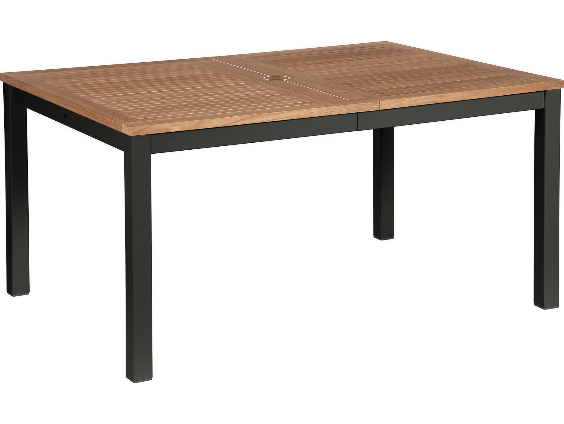 Barlow Tyrie Aura Extending Dining Table Graphite Powder-Coated Aluminum Natural Teak