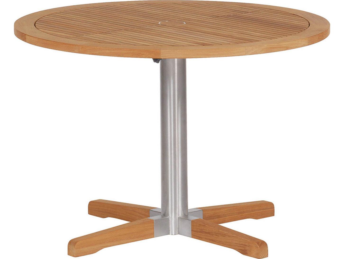Barlow Tyrie Equinox Bistro Table Stainless Steel Natural Teak 40"W x 40"S x 28"H
