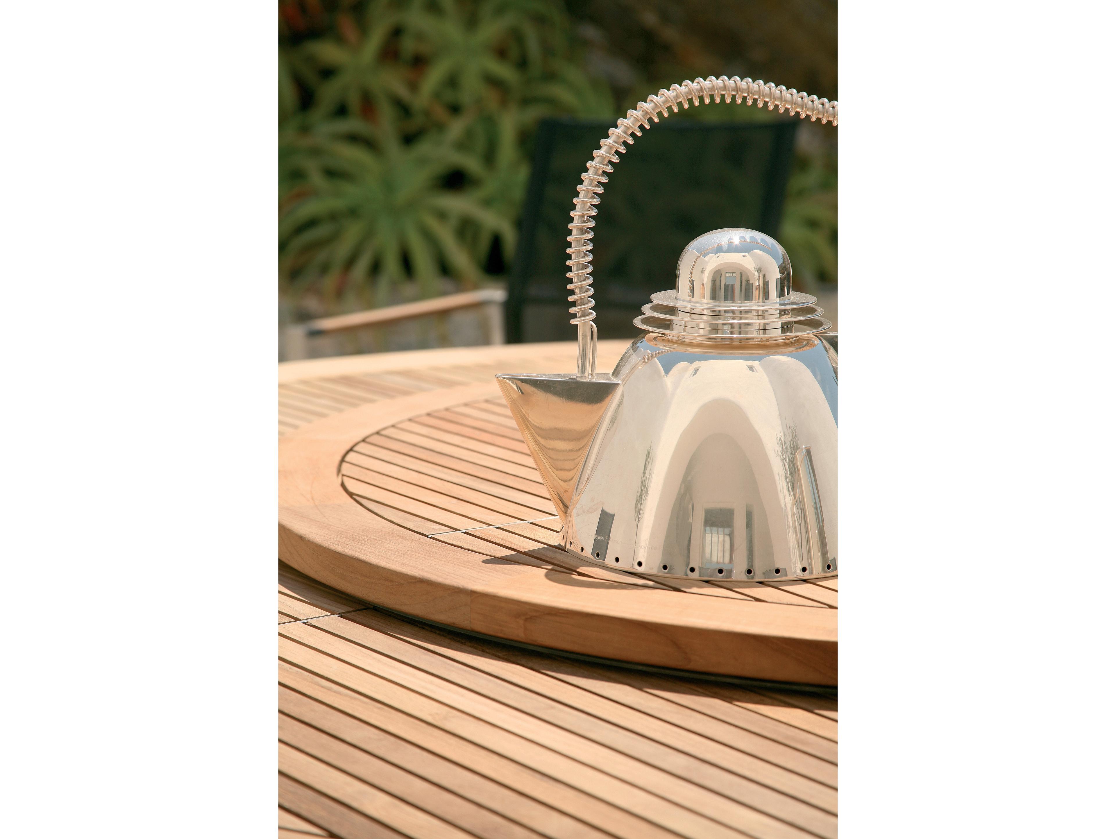 Barlow Tyrie Equinox Dining Table Stainless Steel Natural Teak 71"W x 71"D x 28"H