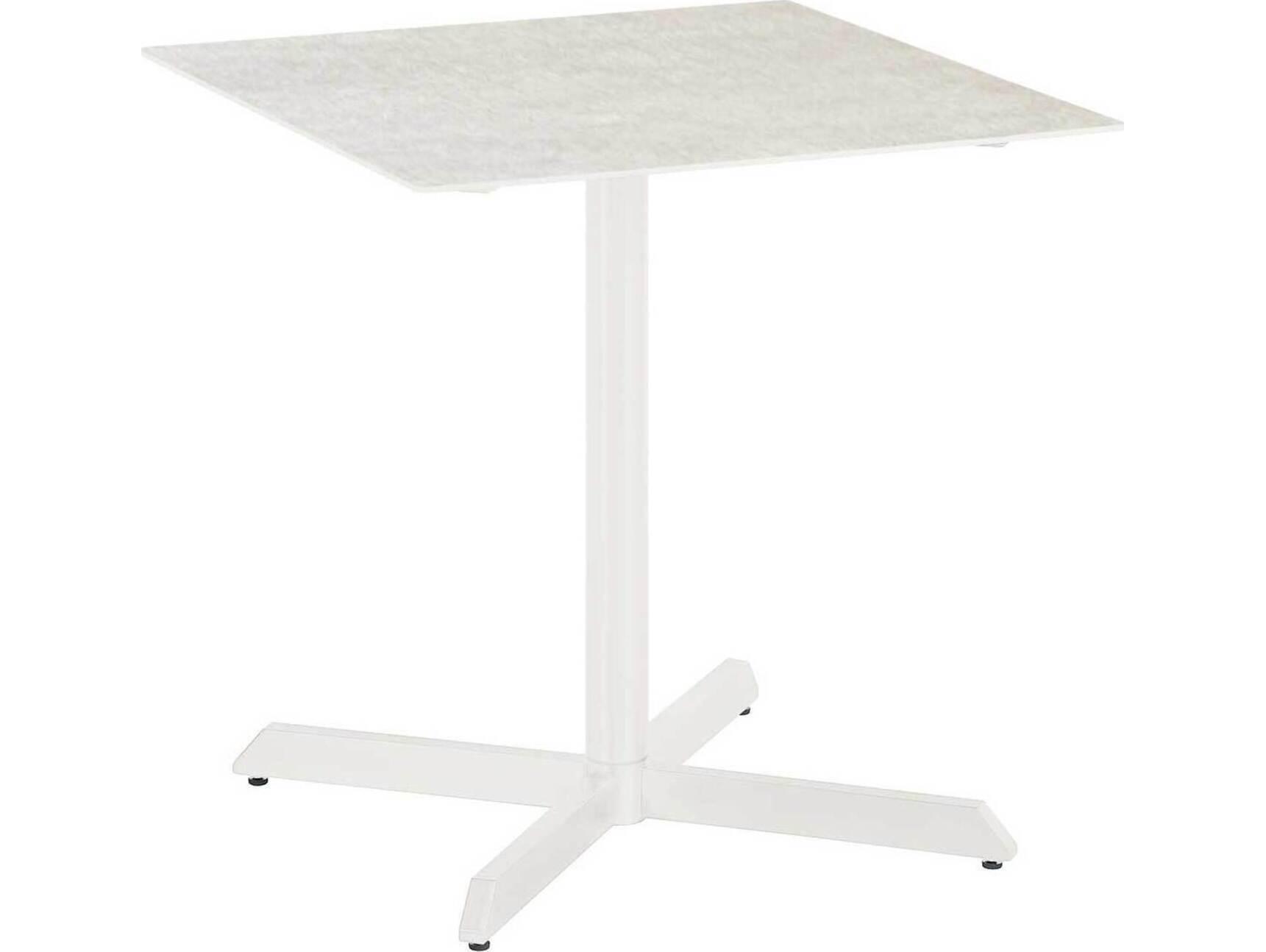 Barlow Tyrie Equinox Pedestal Table Arctic White Powder-Coated Stainless Steel Frost Ceramic