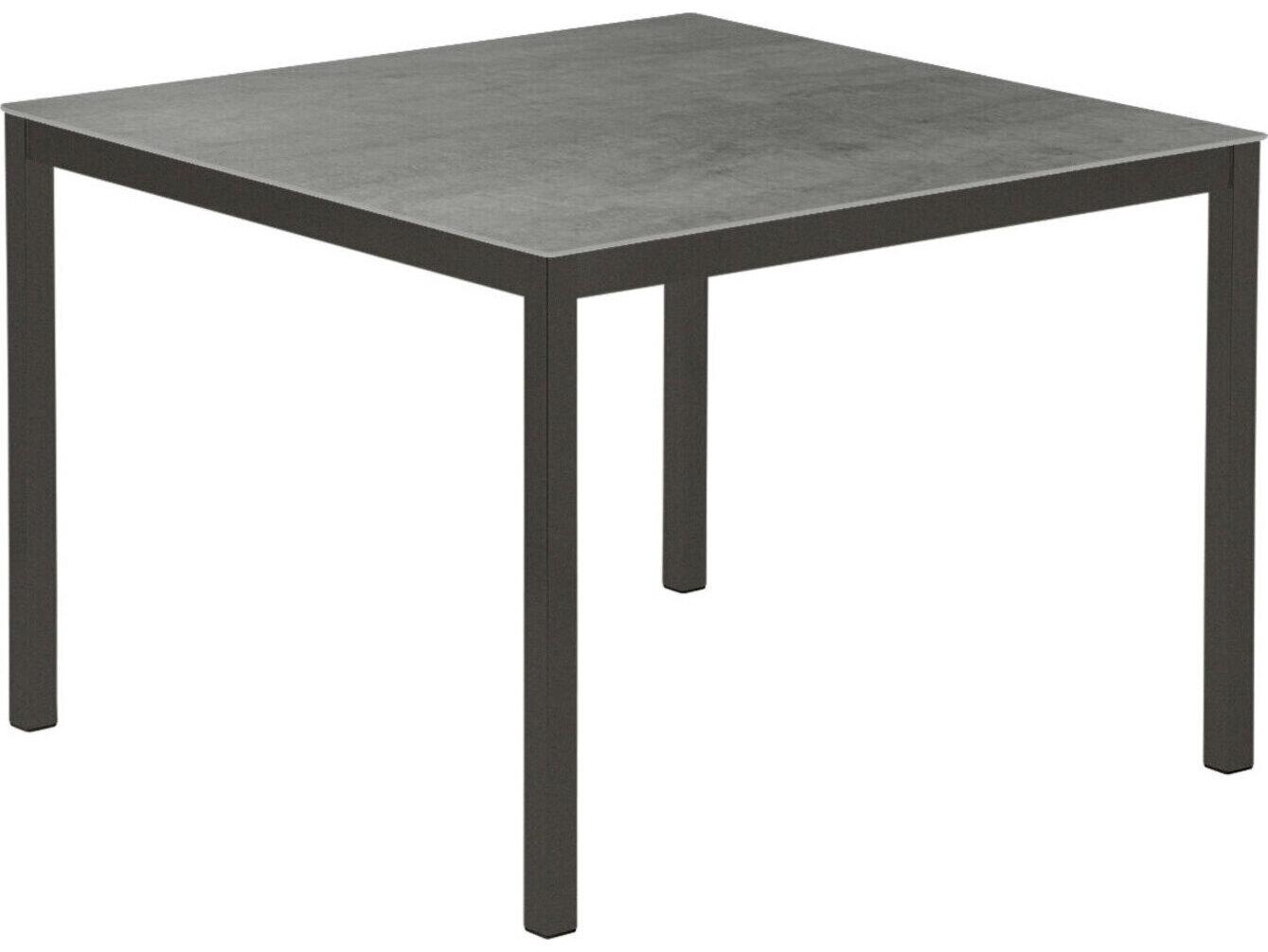 Barlow Tyrie Equinox Square Dining Table Graphite Powder-Coated Stainless Steel Dusk Ceramic