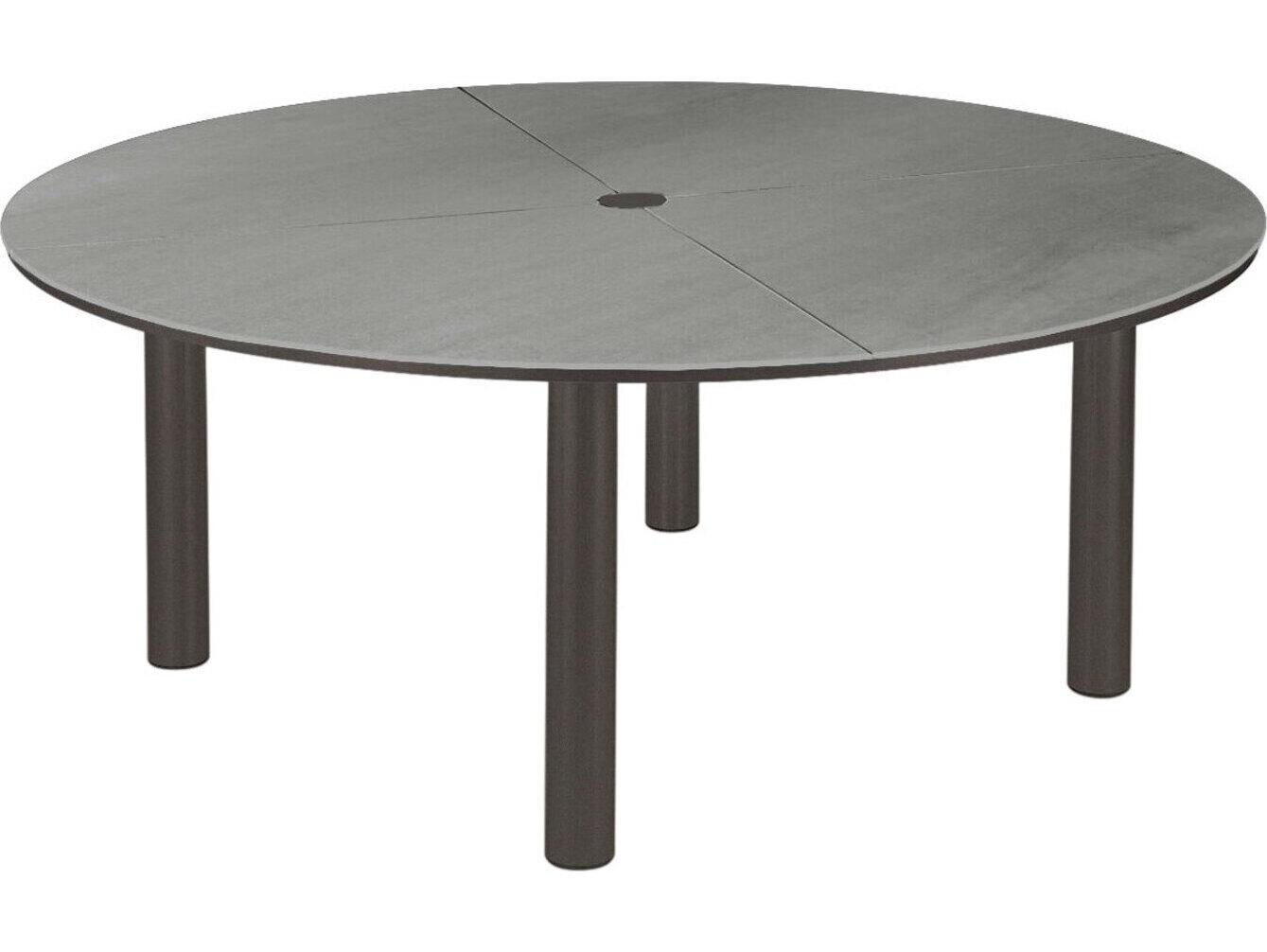 Barlow Tyrie Equinox Round Dining Table Graphite Powder-Coated Stainless Steel Dusk Ceramic