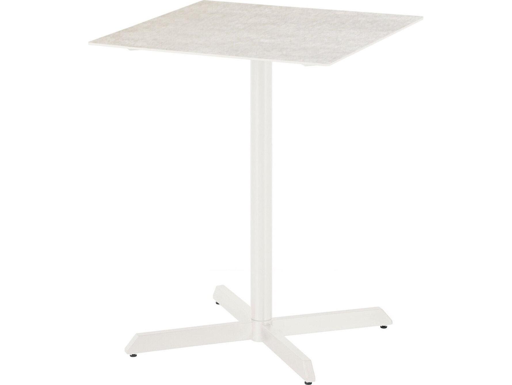 Barlow Tyrie Equinox Pedestal Counter Table Arctic White Powder-Coated Stainless Steel Frost Ceramic