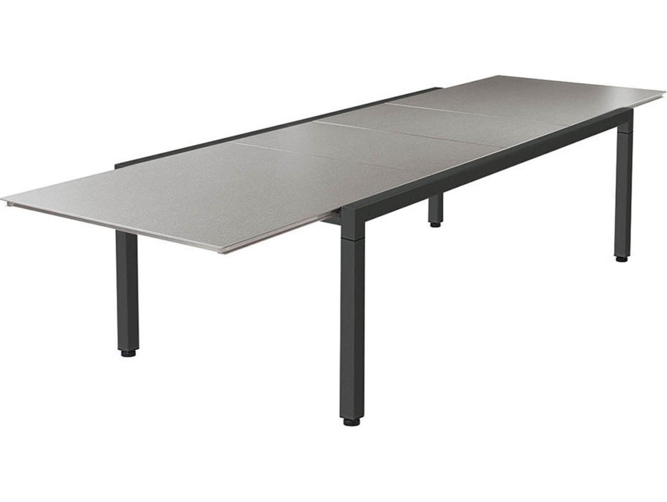 Barlow Tyrie Equinox Extending Dining Table Graphite Powder-Coated Stainless Steel Dusk Ceramic